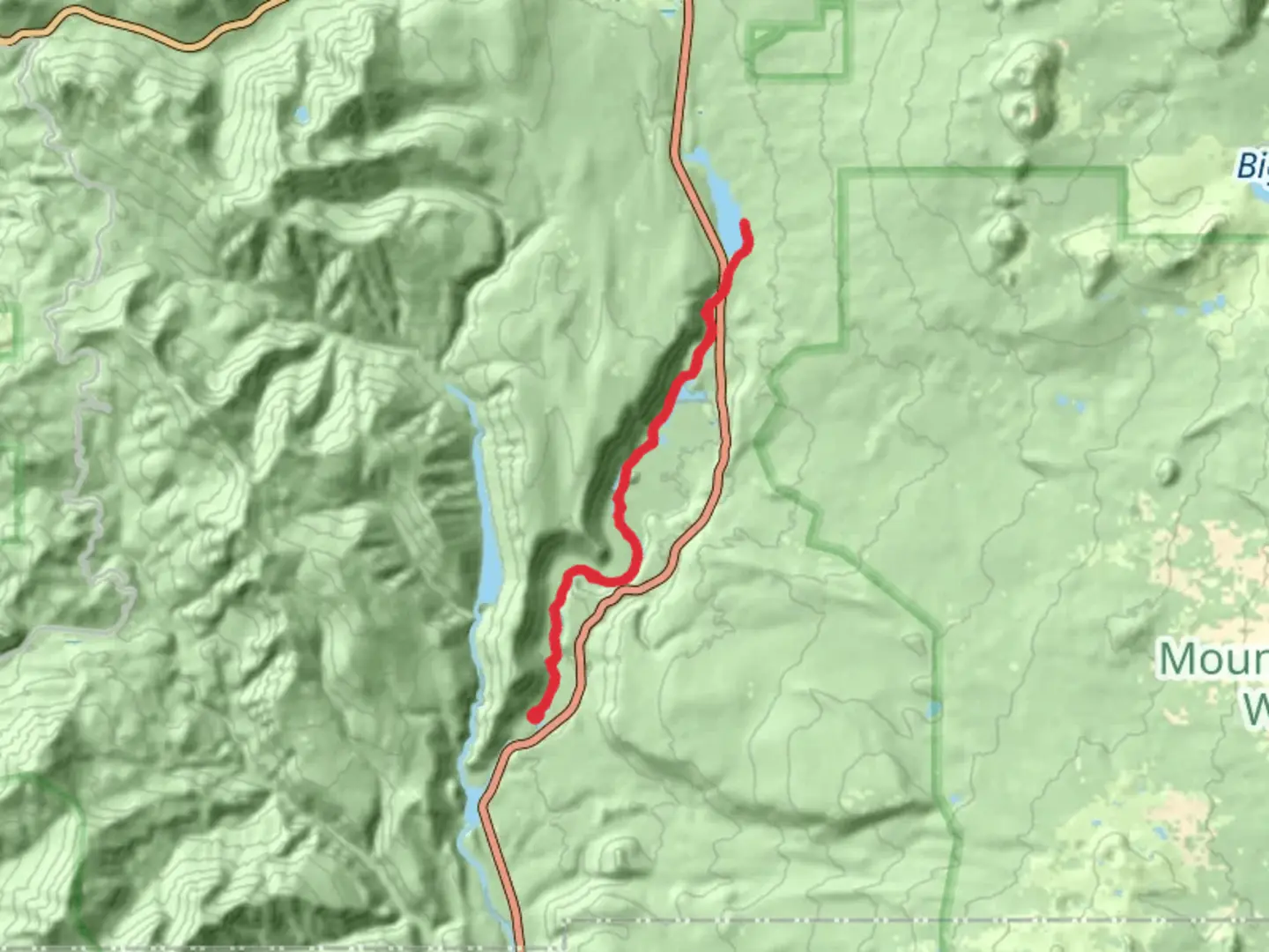 An image depicting the trail Clear Lake and Carmen Reservoir via McKenzie River Trail and its surrounding area.