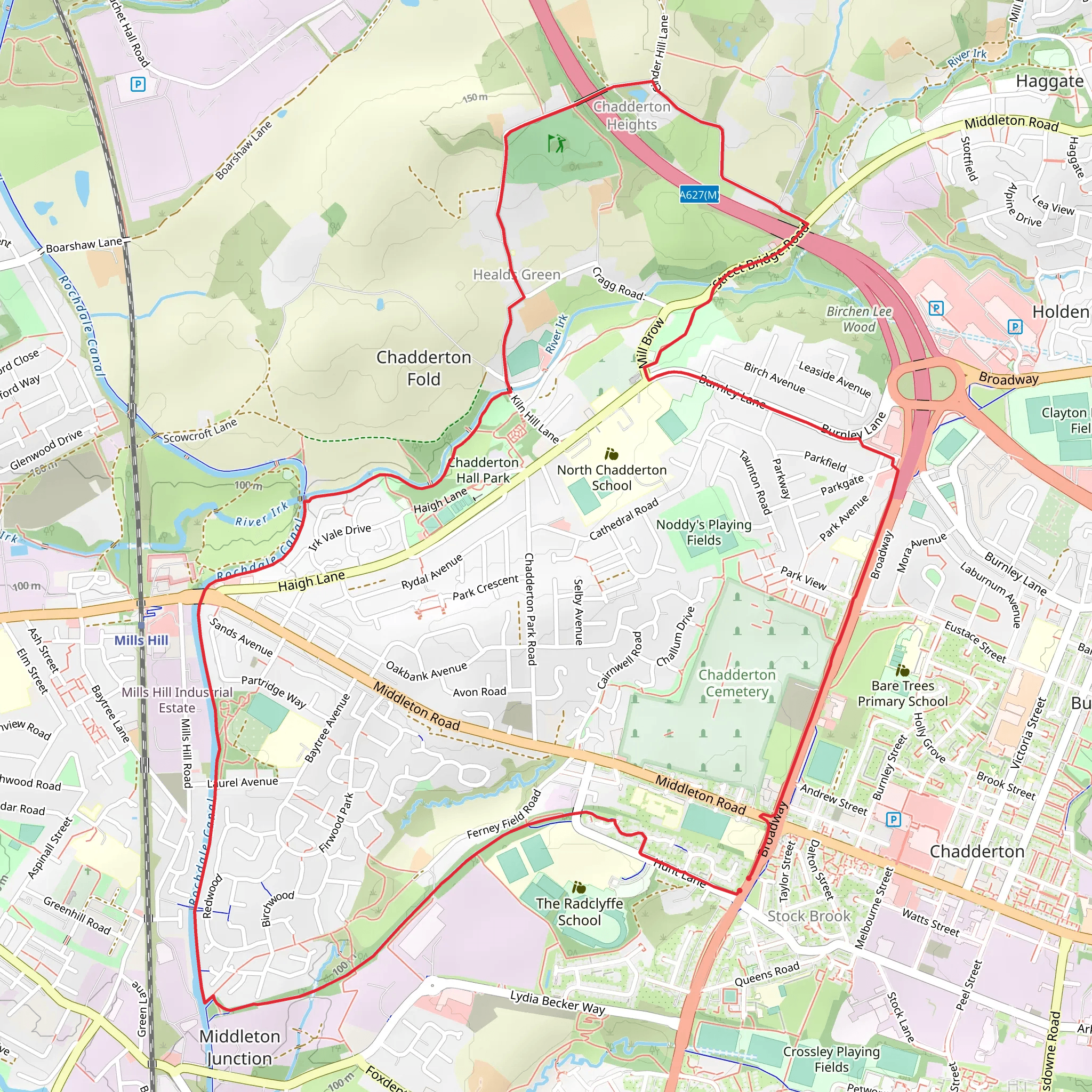 Chadderton Hall Park Loop mobile static map