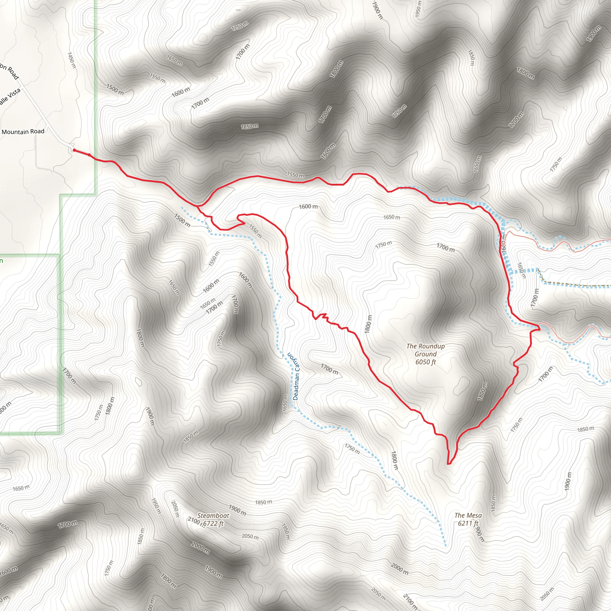Roundup Ground Trail and Alamo Canyon Loop Trail mobile static map