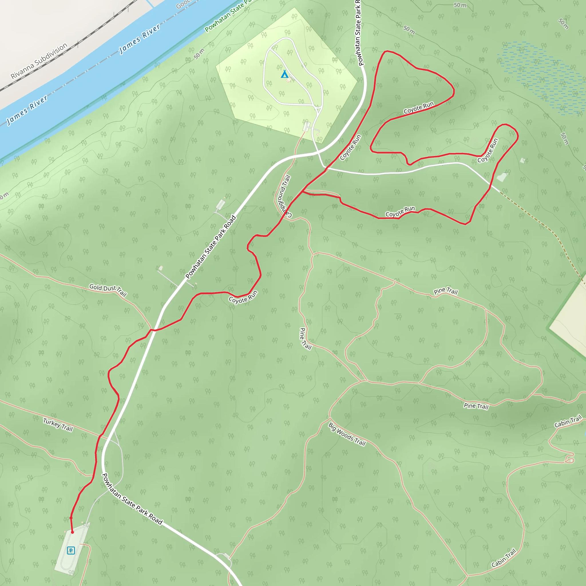 Coyote Run Loop via Turkey Trail mobile static map