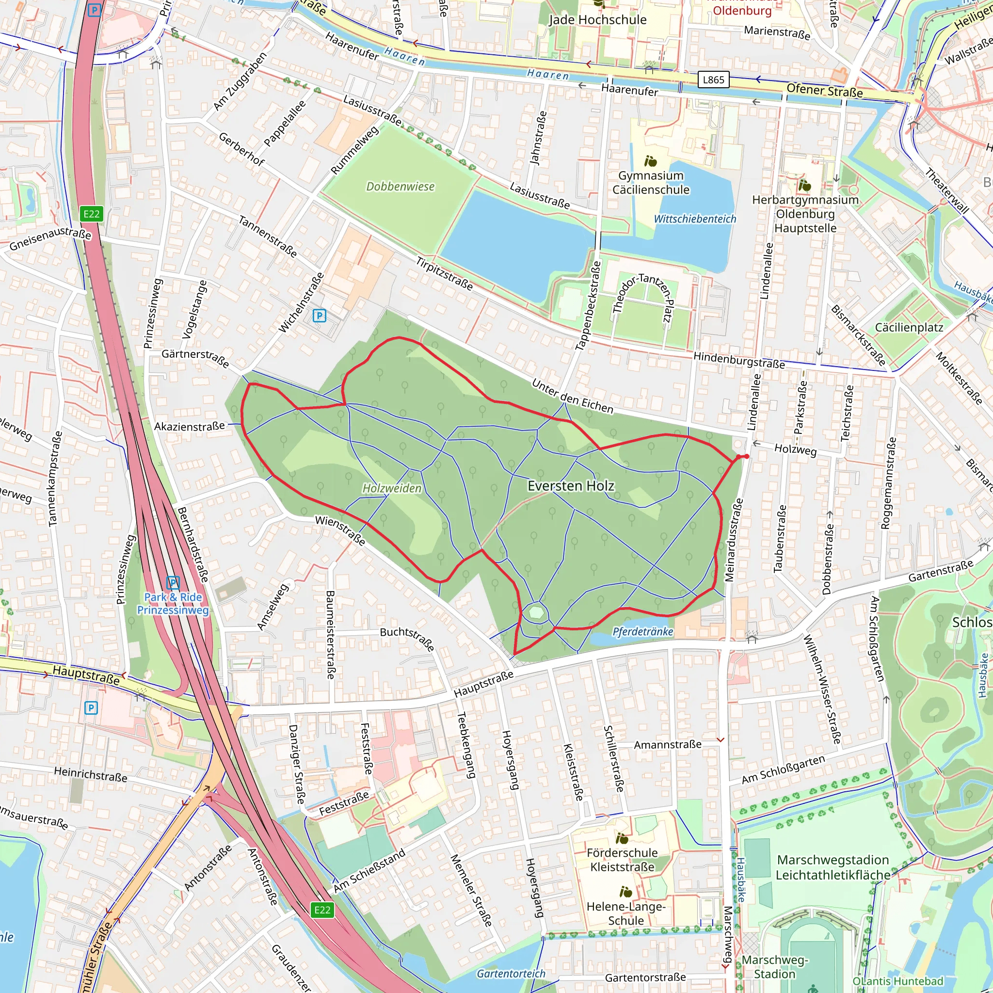 Eversten Holz Loop mobile static map