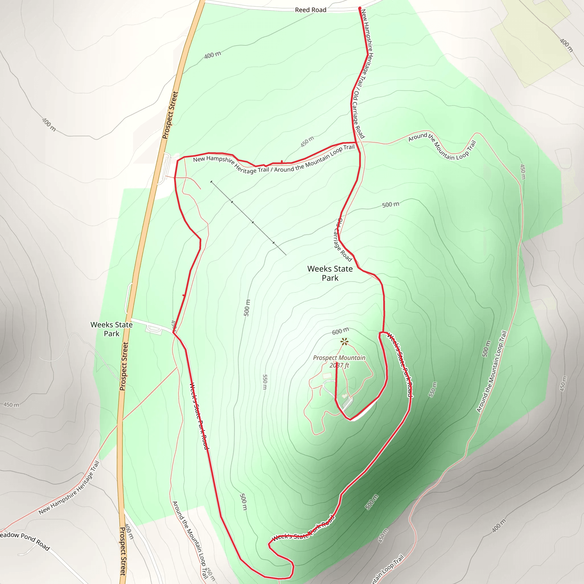 Prospect Mountain Loop - Weeks State Park mobile static map