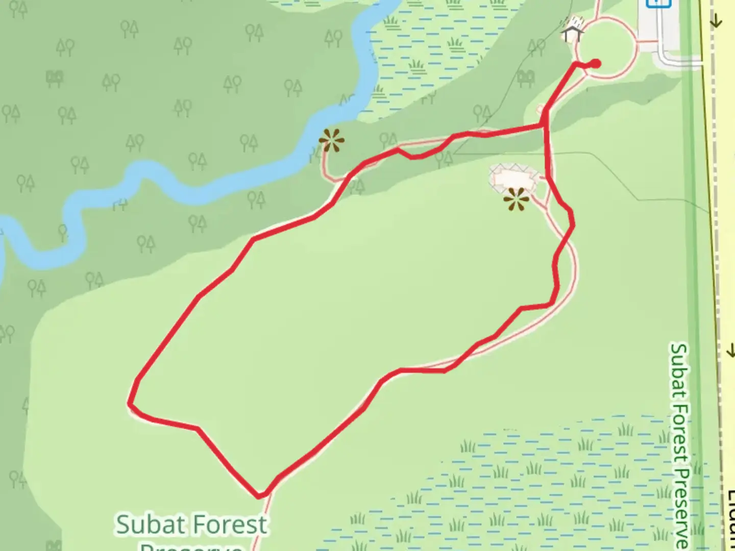 An image depicting the trail Eldamain Road Loop and its surrounding area.