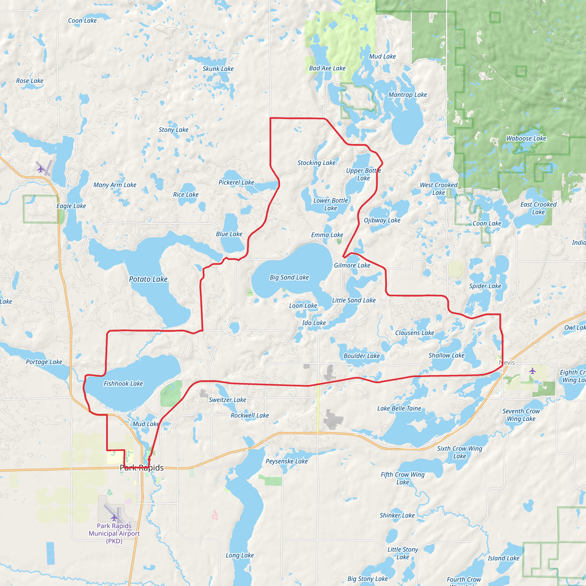 Park Rapids - Emmaville - Nevis Trail Loop mobile static map