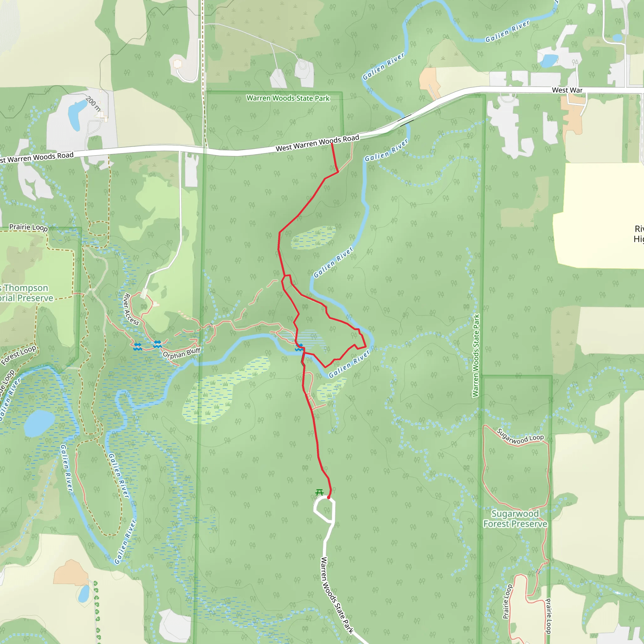 Warren Woods River Loop mobile static map