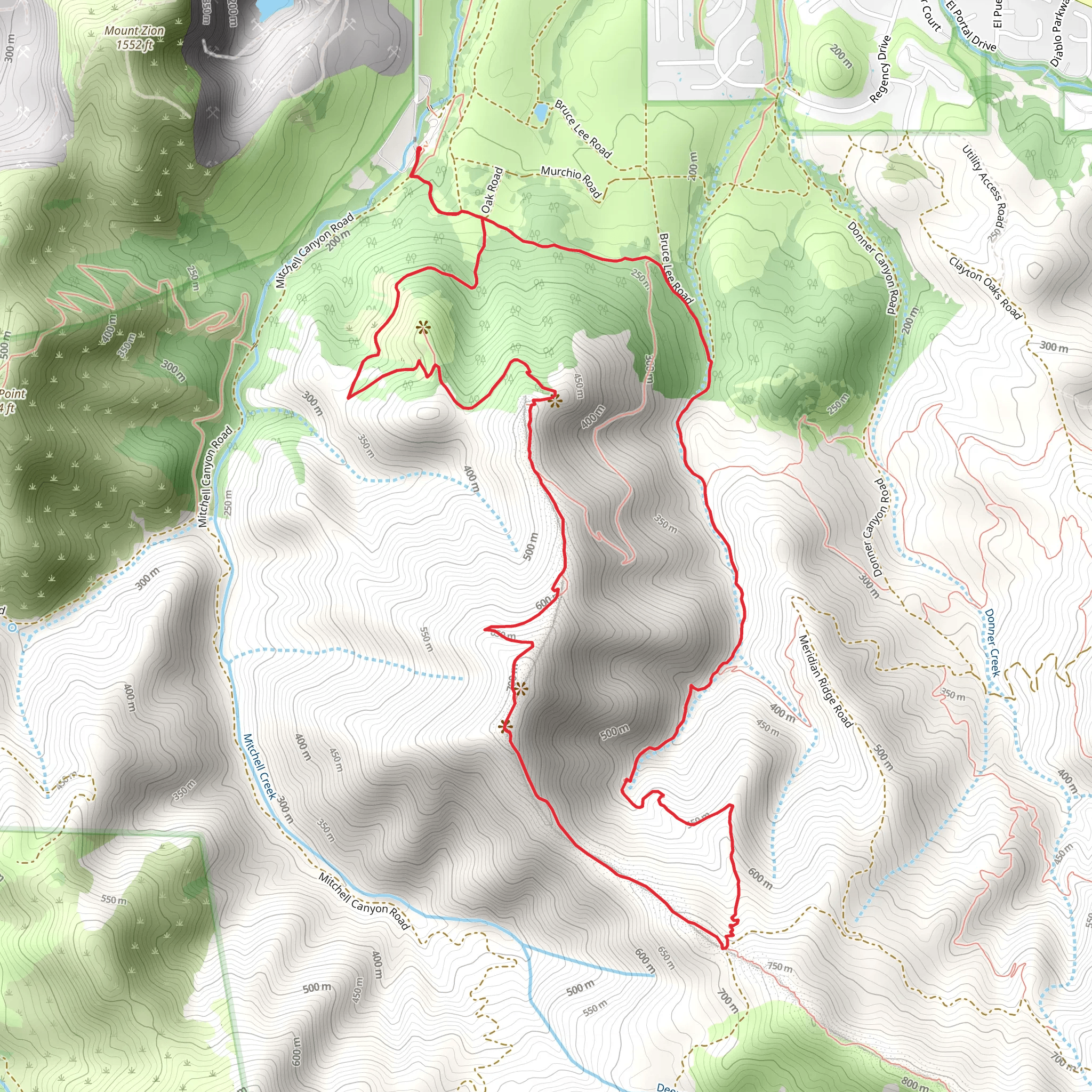 Coulter Pines, Eagle Peak and Mitchell Rock Loop Trail mobile static map