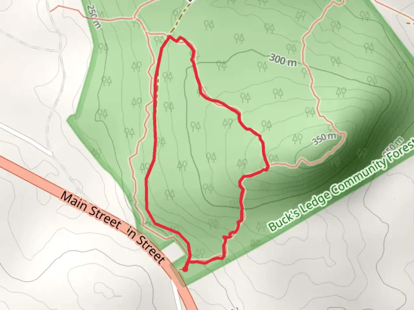 An image depicting the trail Lapham Ledge Loop and its surrounding area.