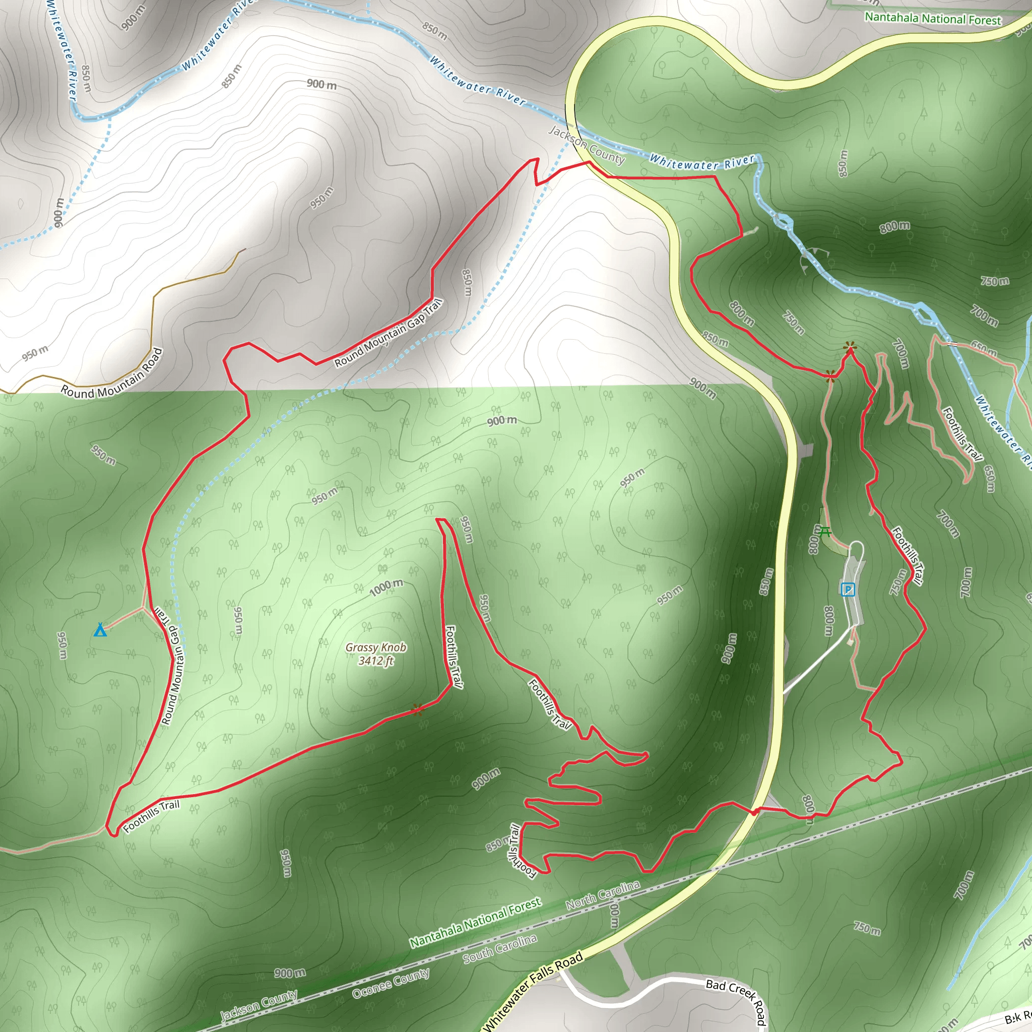 Round Mountain Gap and Foothills Loop Trail mobile static map