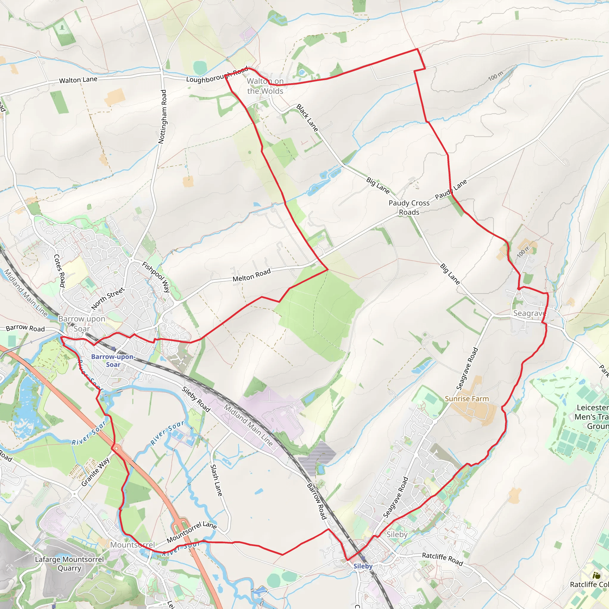 Sileby - Barrow on Soar and Walton from Seagrave mobile static map