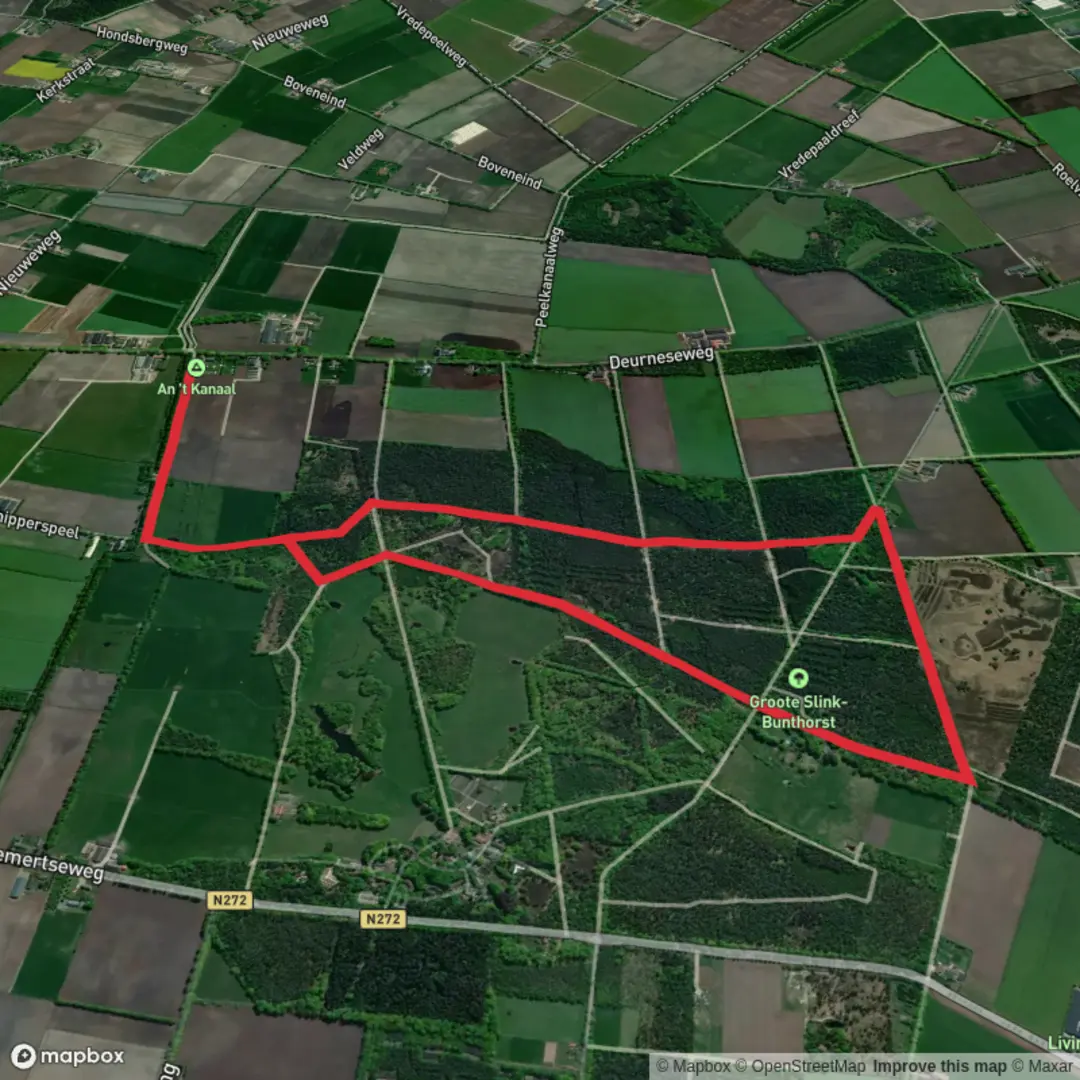 An image depicting the trail Groote Slink Bunthorst Loop and its surrounding area.
