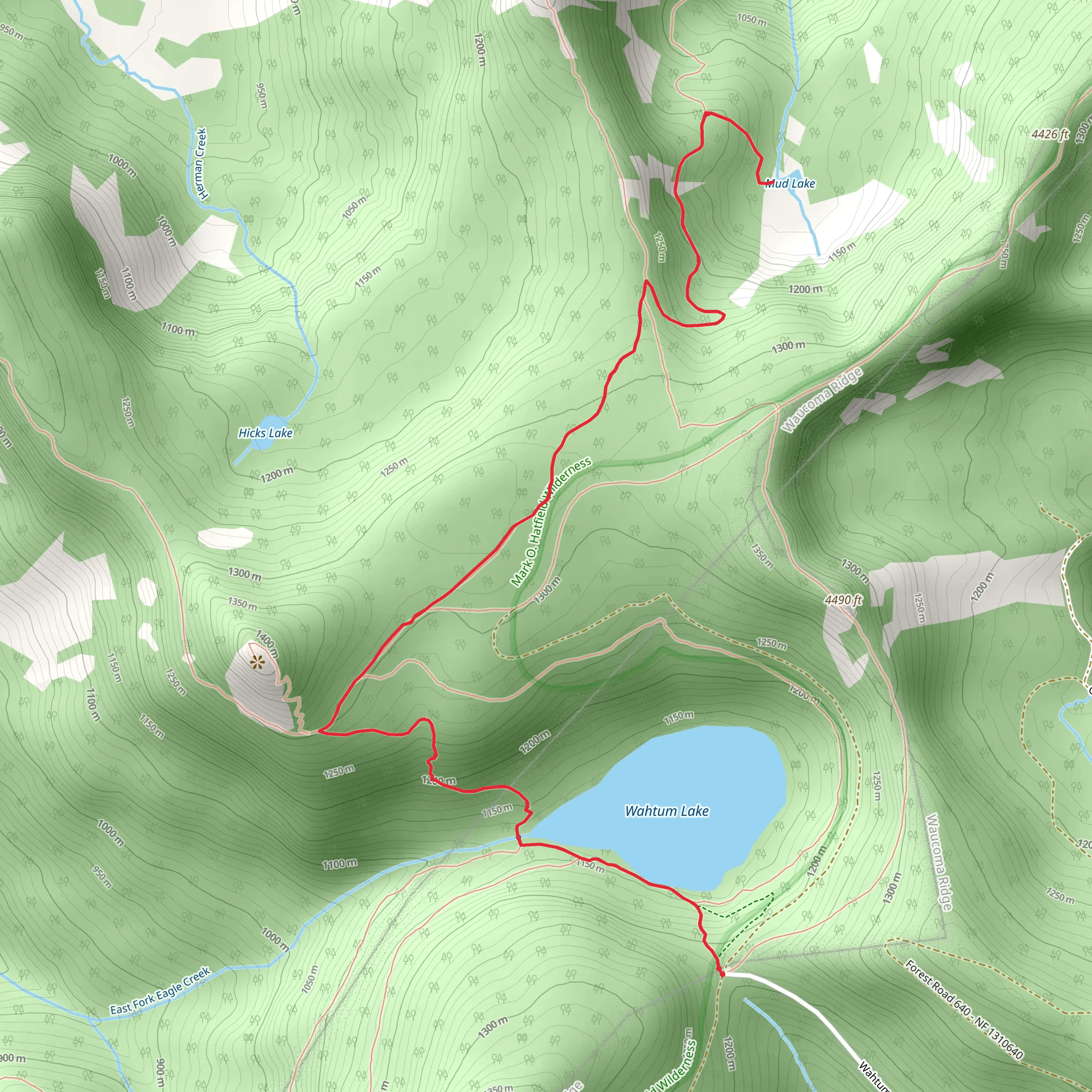 Wahtum Lake and Mud Lake via Pacific Crest and Herman Creek Trail mobile static map