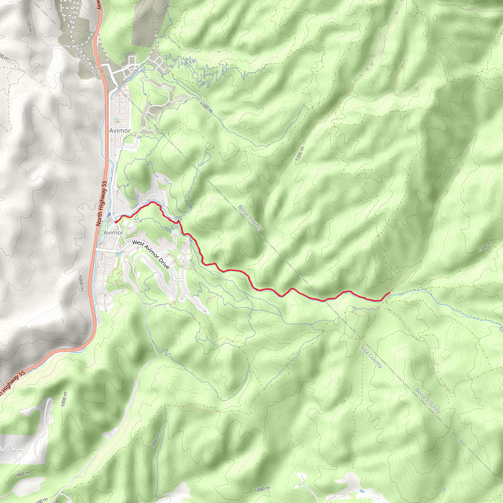 Spring Valley Creek Trail Out and Back mobile static map