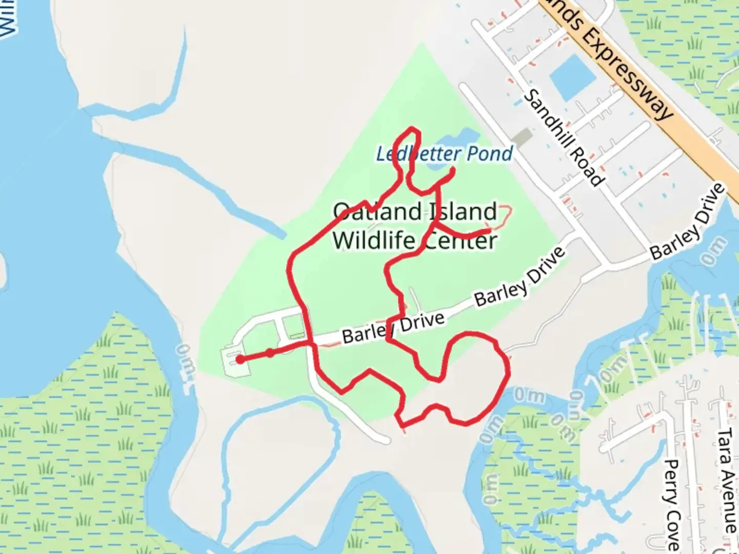 An image depicting the trail Oatland Island Wildlife Center Loop and its surrounding area.