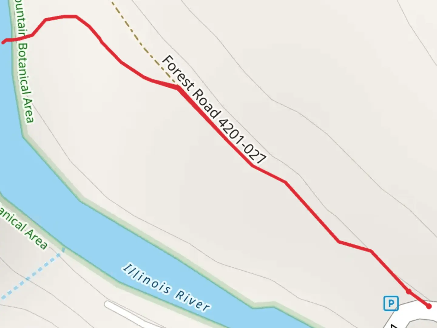 An image depicting the trail Illinois River View and its surrounding area.