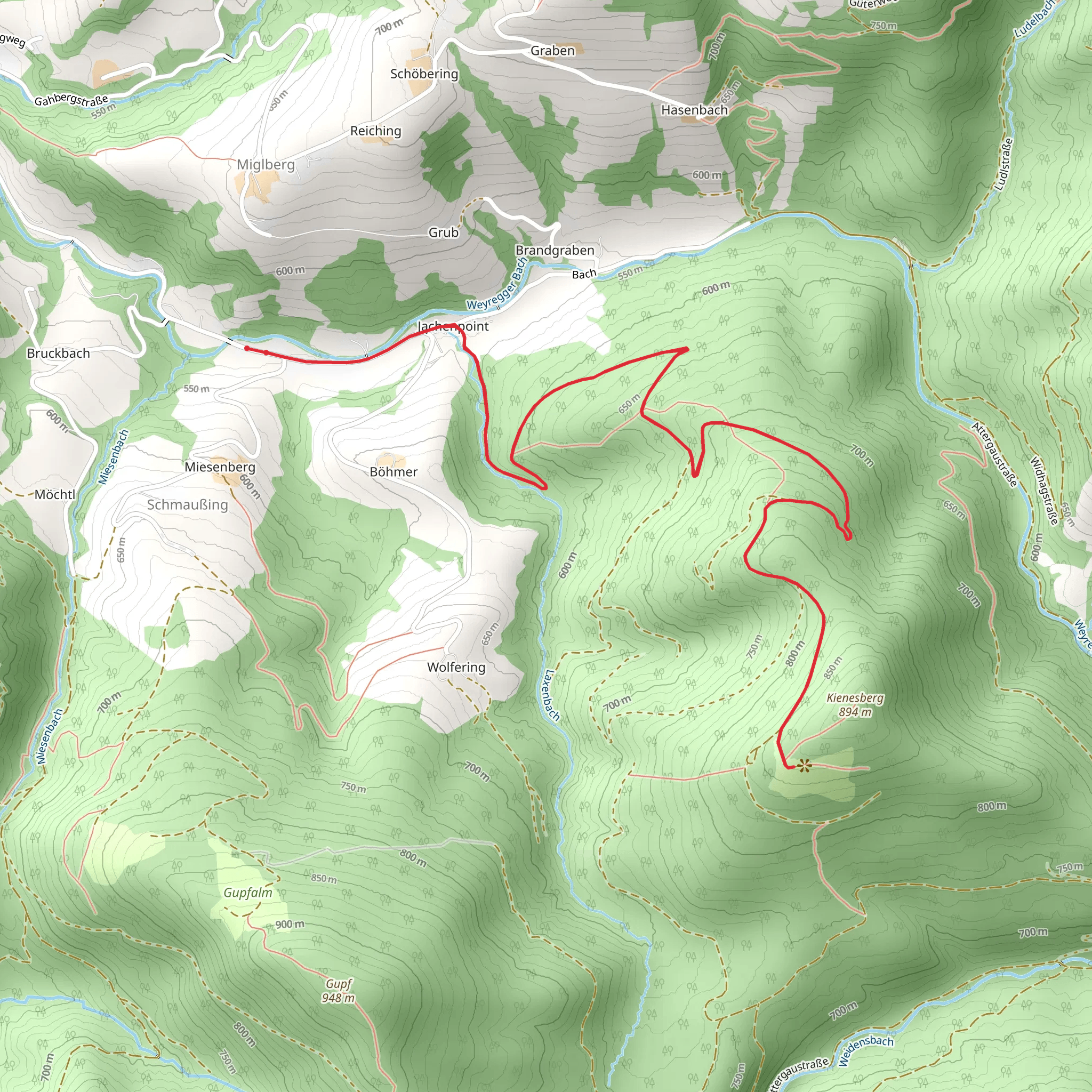 Hike to the Födinger Alm, Kienesberg mobile static map