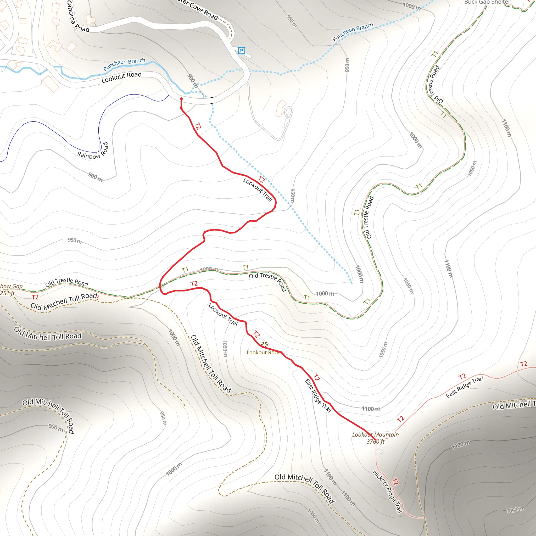 Lookout Mountain via East Ridge Trail mobile static map