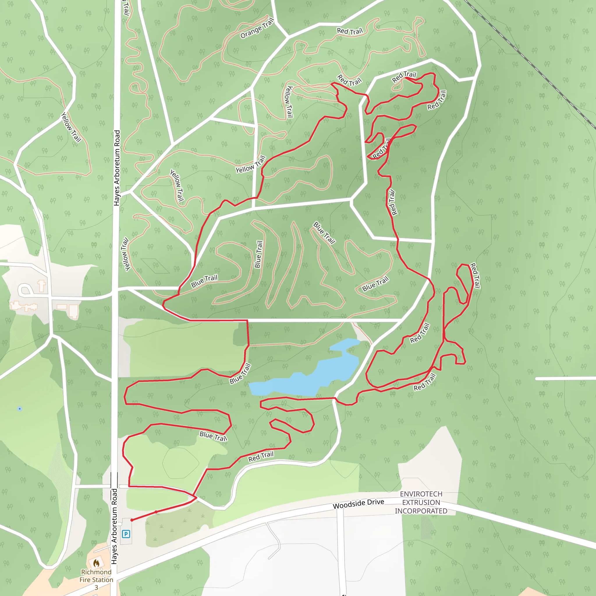 Hayes Arboretum Loop Trail - East mobile static map