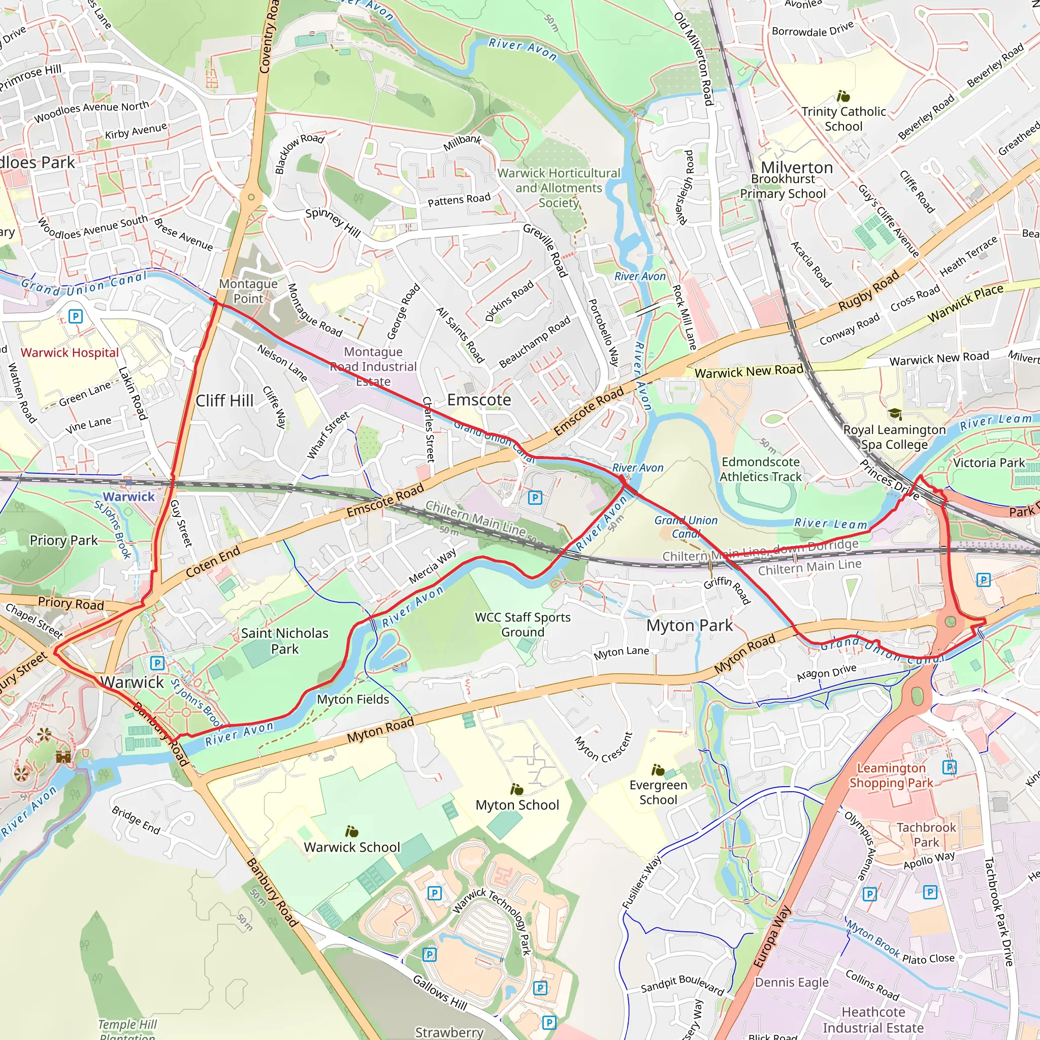 Warwick Loop via Victoria Park mobile static map