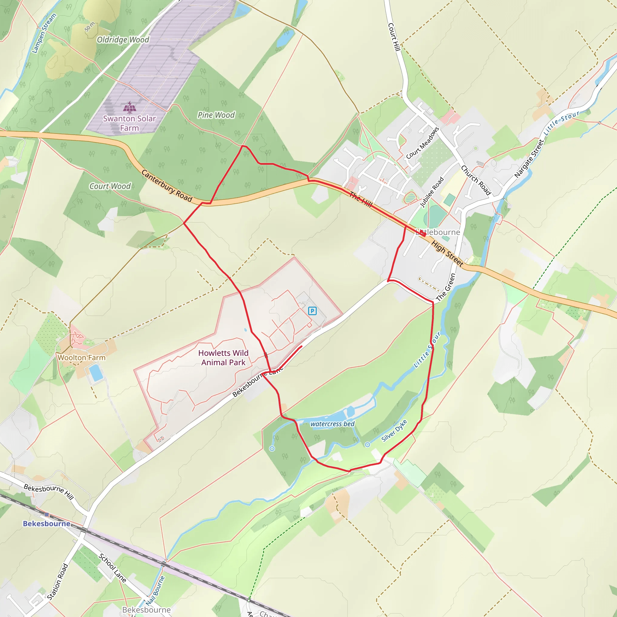 Howletts Wild and Pine Wood Loop mobile static map