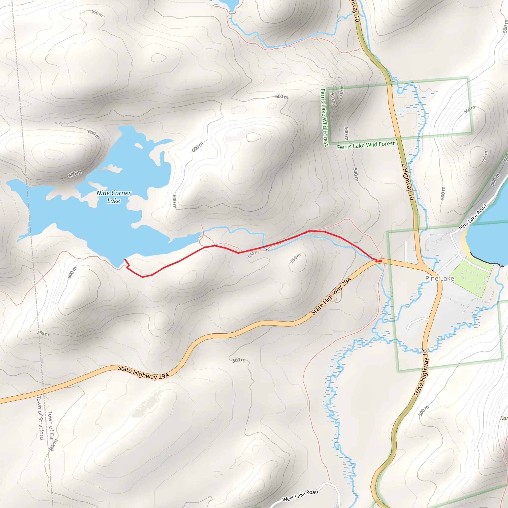 Nine Corner Lake Trail mobile static map