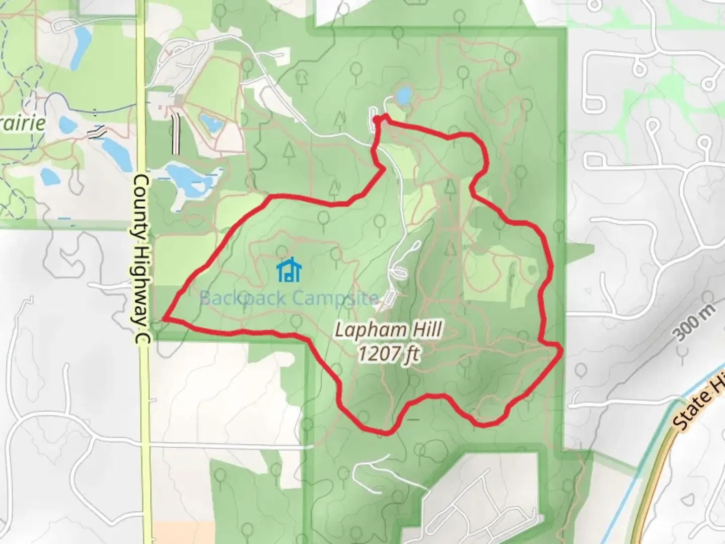 An image depicting the trail Moraine Ridge Trail and Kettle View Trail Loop and its surrounding area.