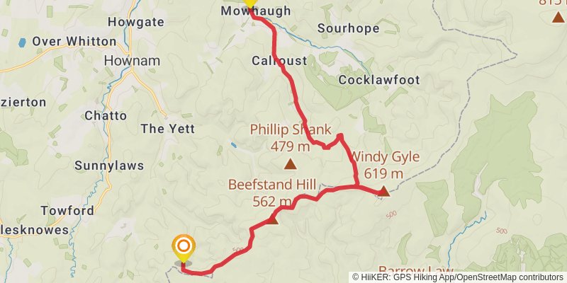 Windy Gyle Loop from Belford stage 2 Map