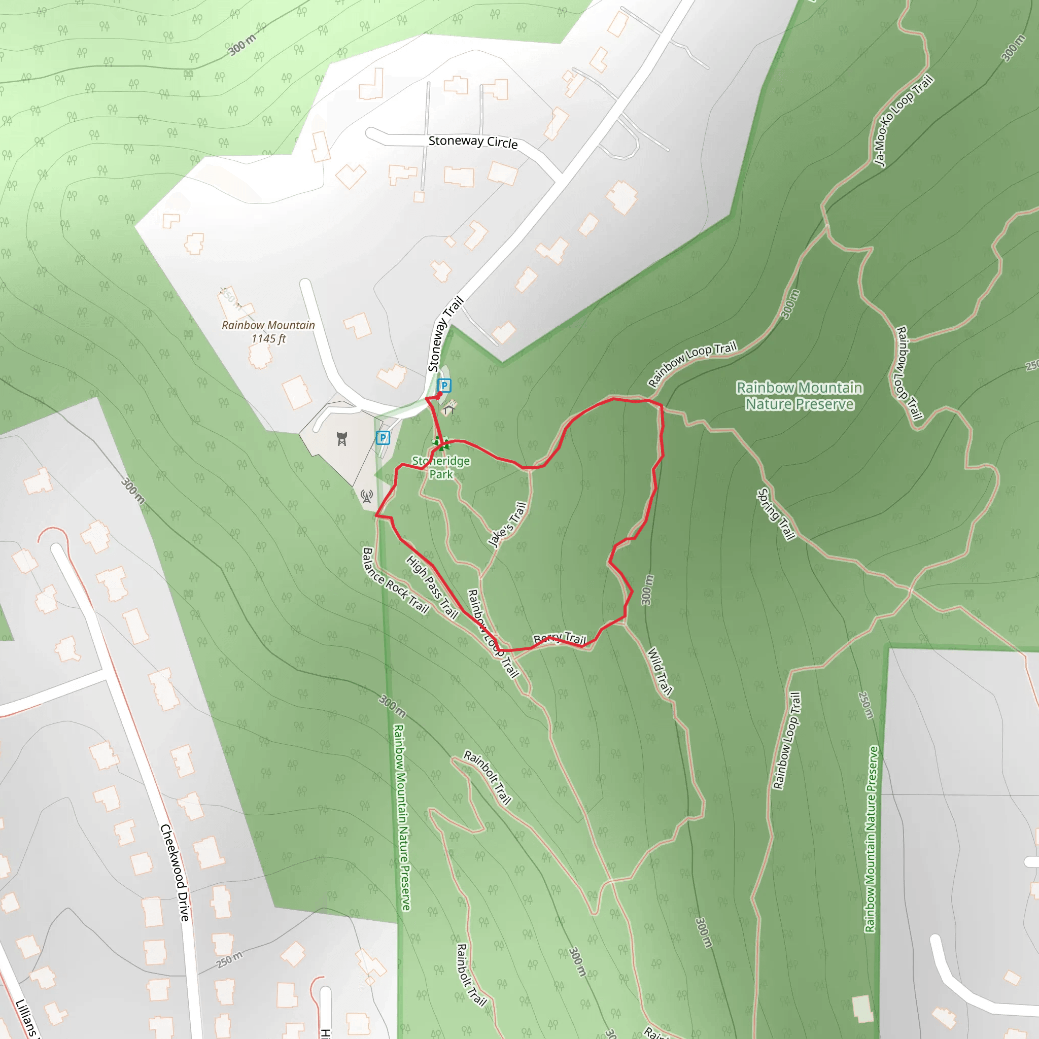 High Pass Trail, Berry Trail and Wild Trail mobile static map
