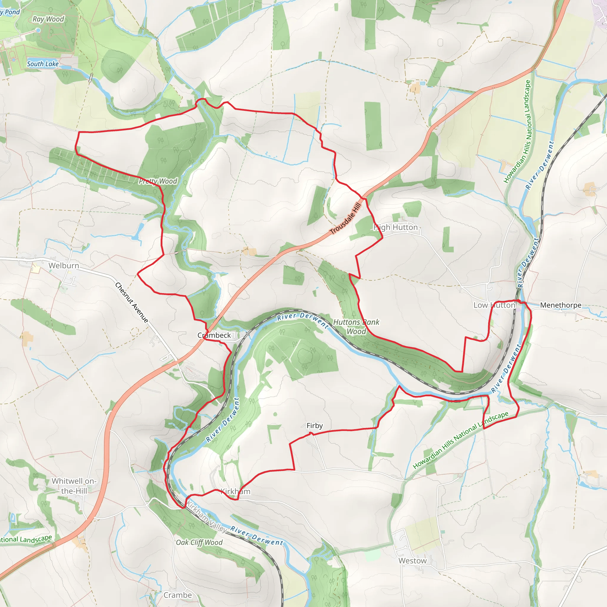 Kirkham Priory and Pretty Wood from Low Hutton mobile static map