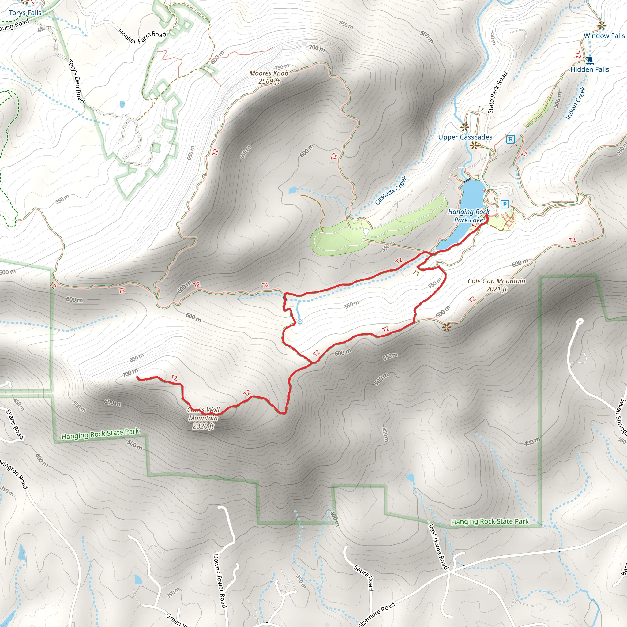 Cooks Wall Mountain via Cooks Wall Trail and Moores Wall Loop Trail mobile static map