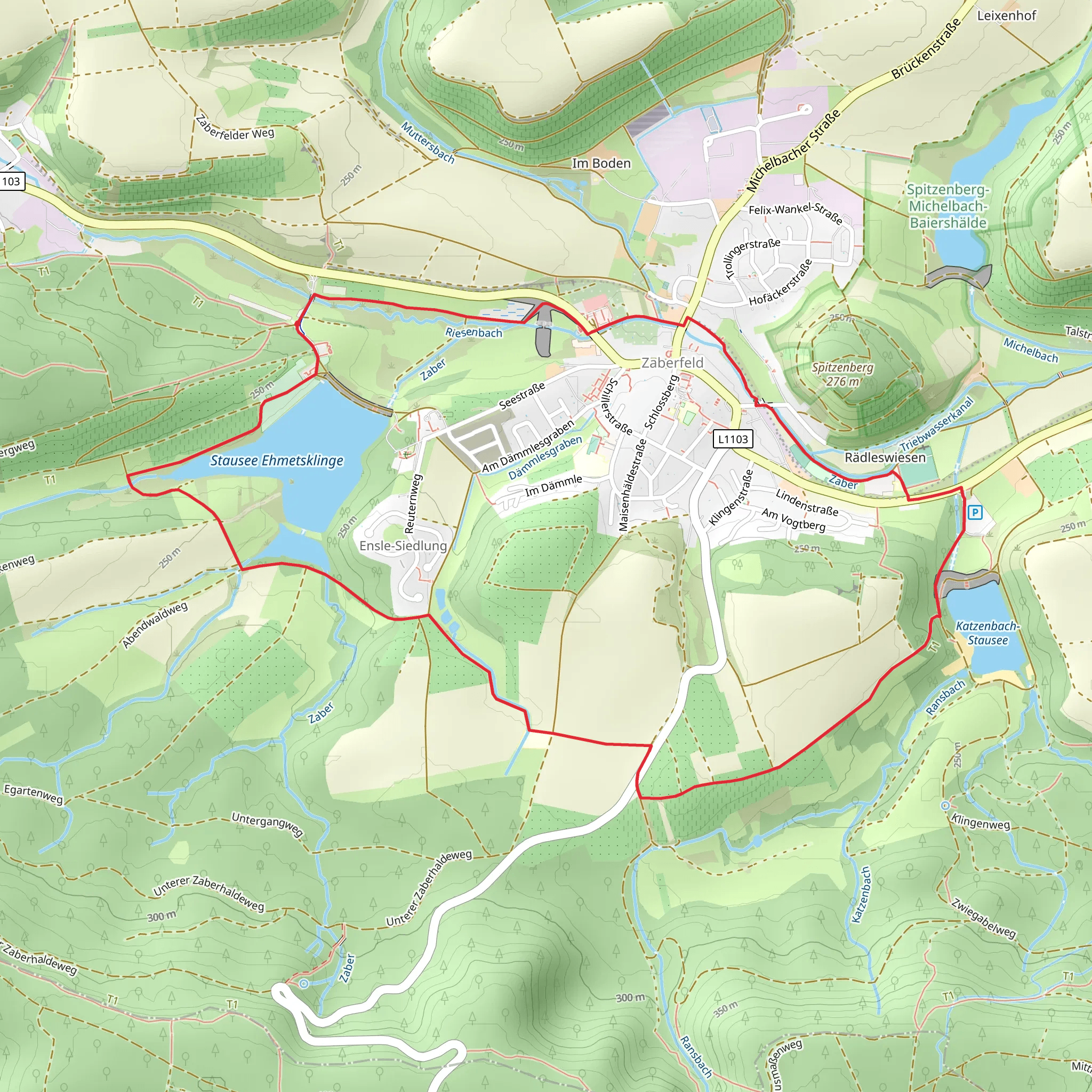 Stausee Ehmetsklinge via Seenweg in Zaberfeld mobile static map