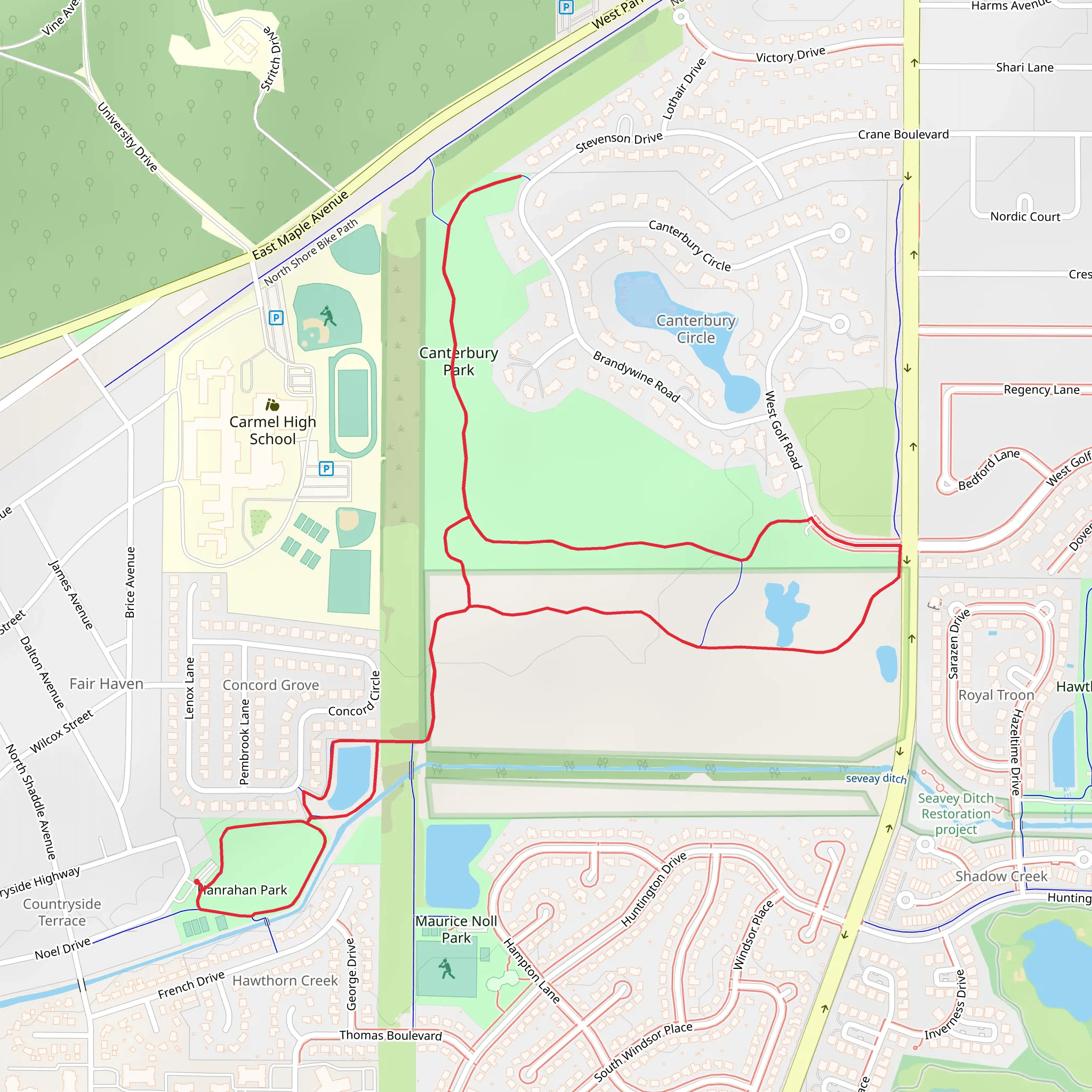 Hanrahan Park and Canterbury Park Loop mobile static map