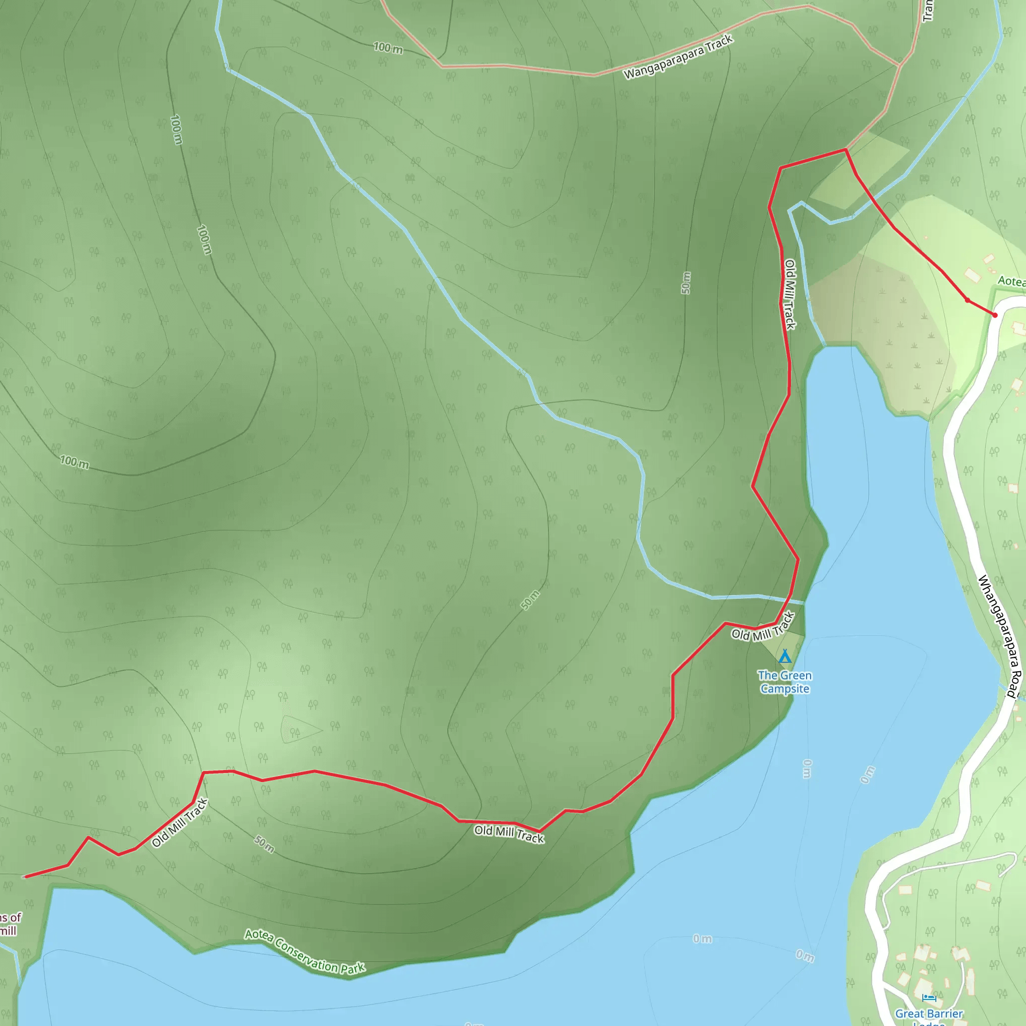 Whangaparapara - Old Mill Track mobile static map