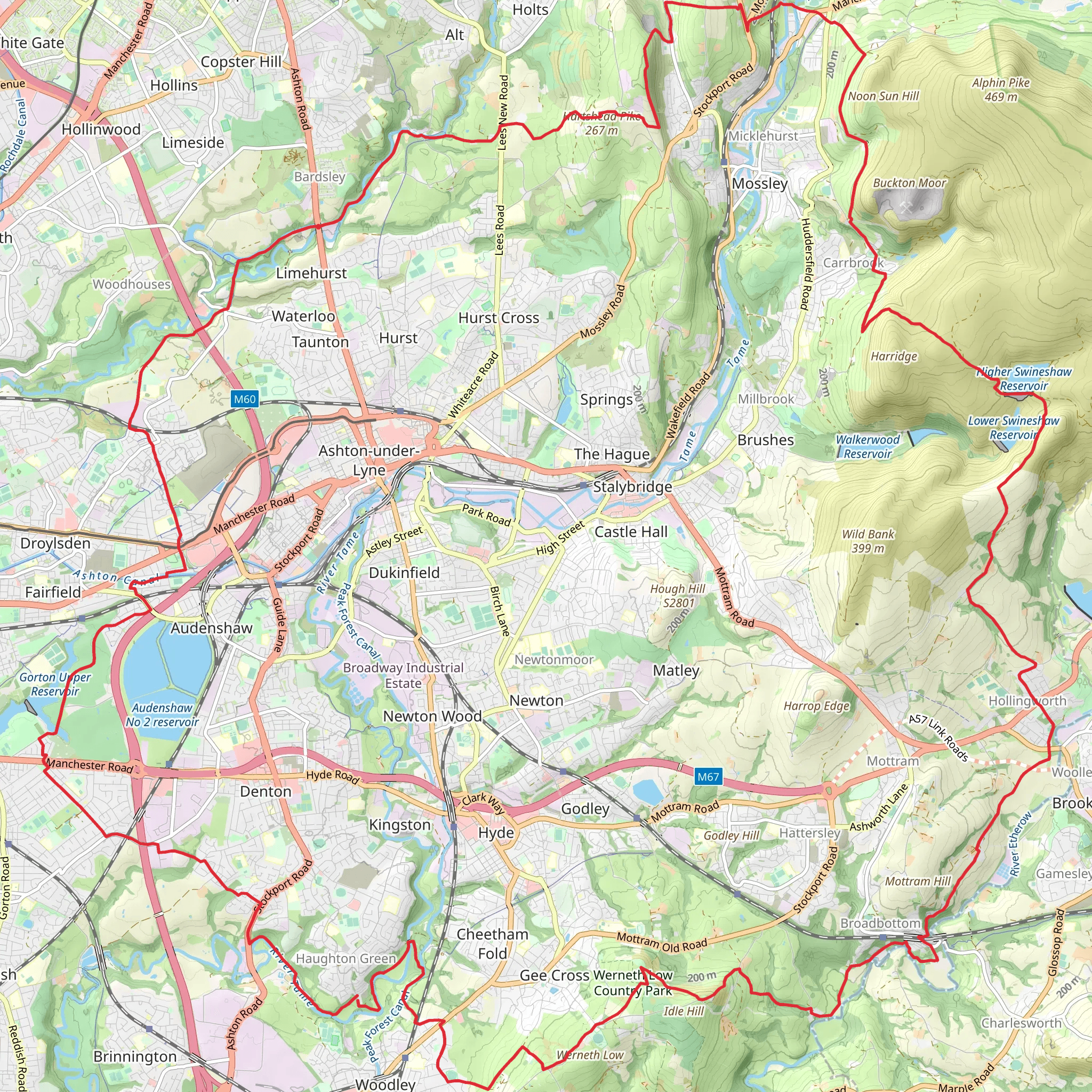 Tameside Trail mobile static map