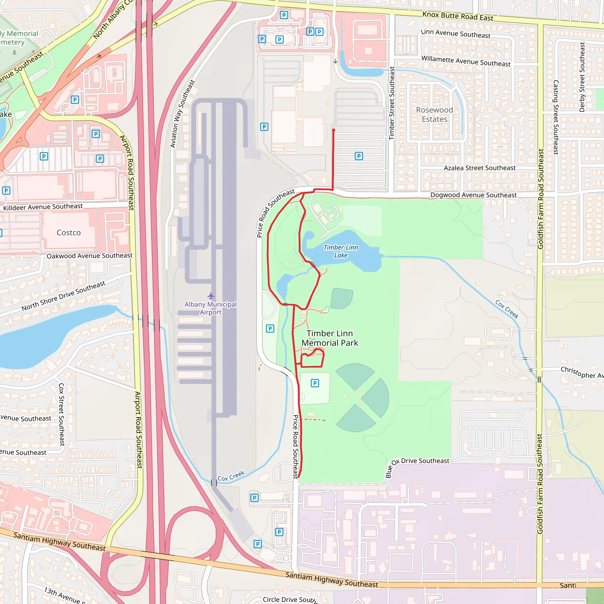 Timber-Linn Lake and Timber-Linn Memorial Park mobile static map