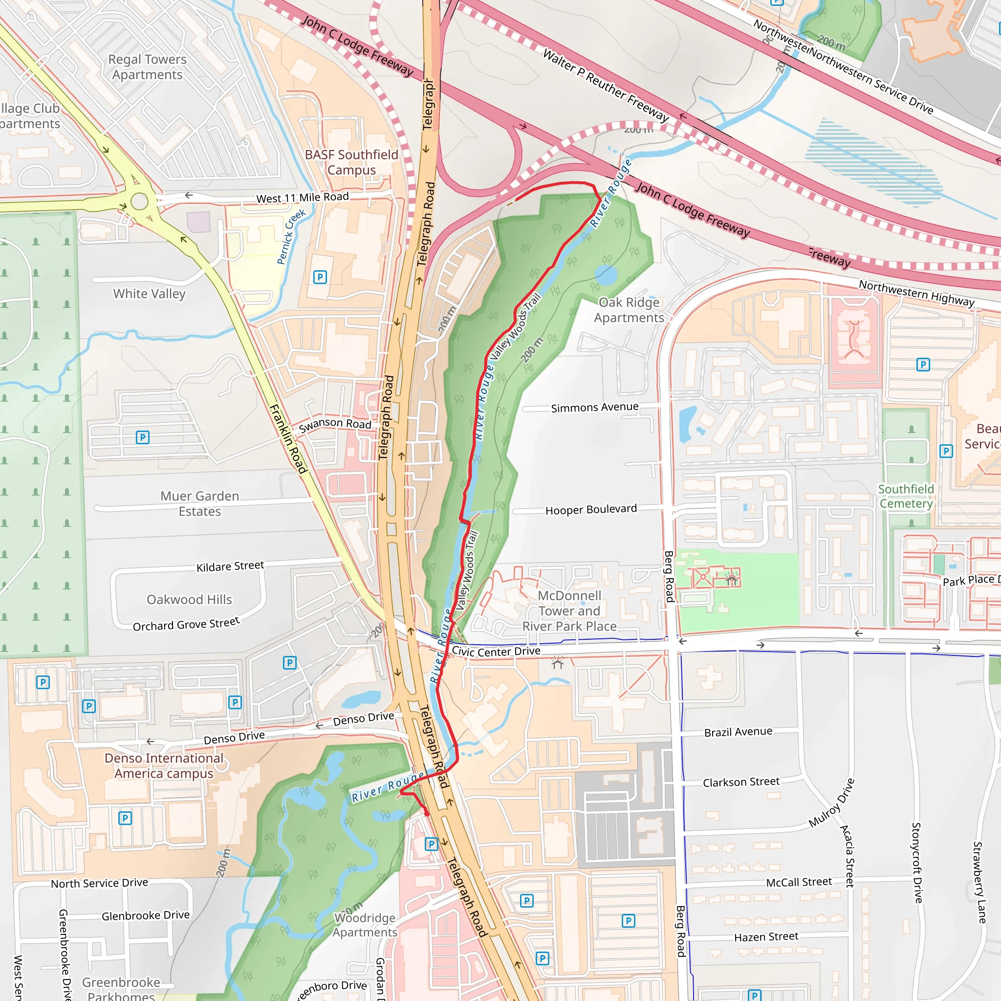 Valley Woods Trail mobile static map