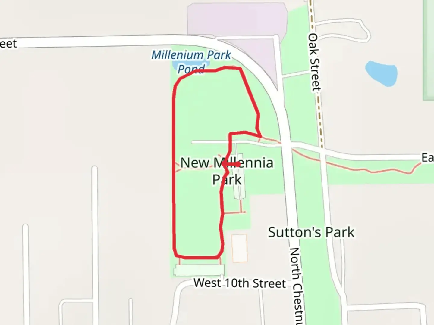 An image depicting the trail Millenium Park Loop and its surrounding area.