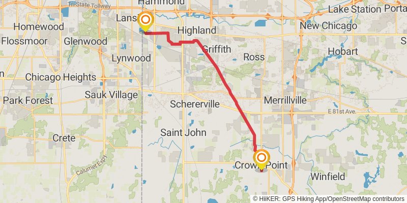 American Discovery Trail North Route - Indiana stage 18 Map