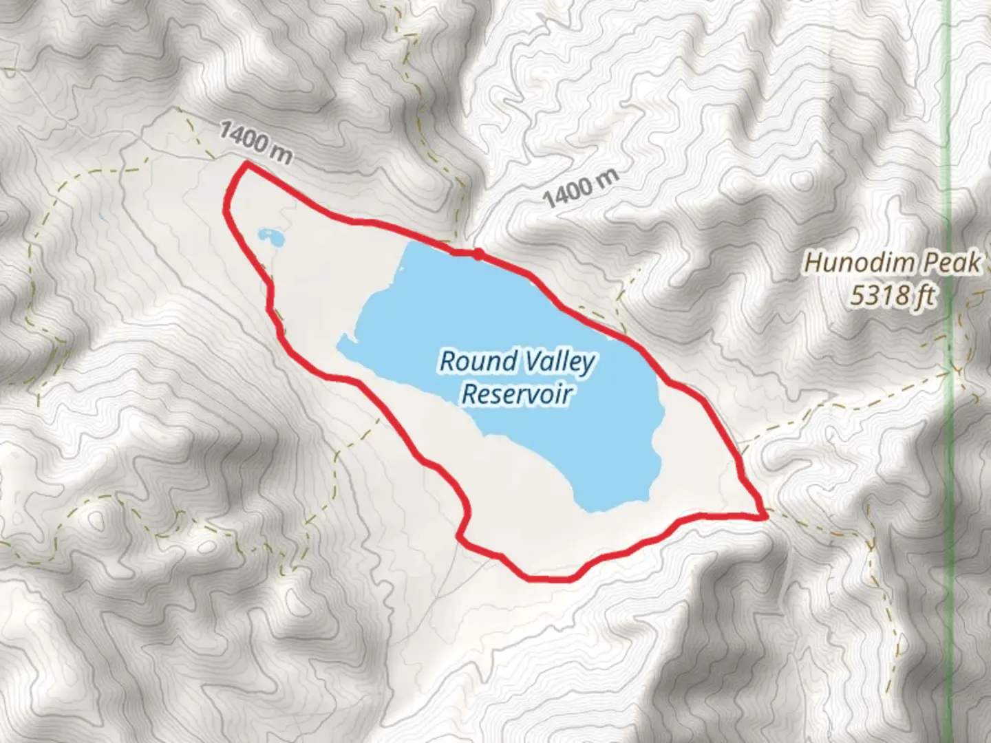 An image depicting the trail Round Valley Reservoir Loop and its surrounding area.