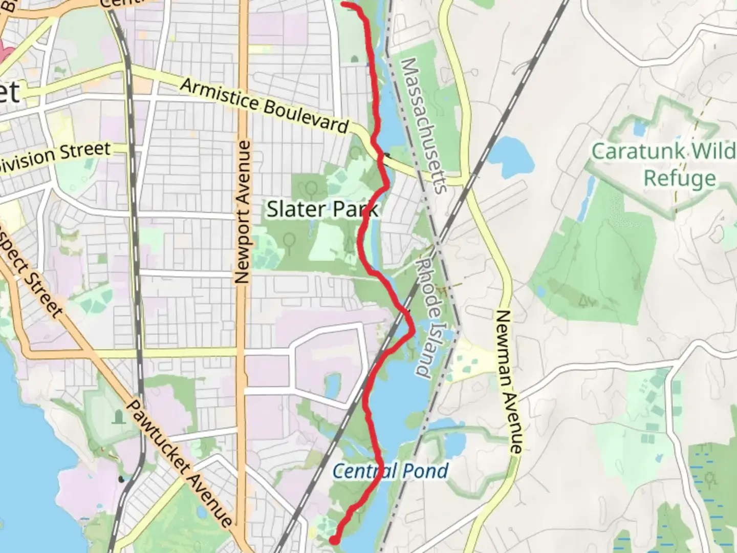 An image depicting the trail Ten Mile River Greenway and its surrounding area.