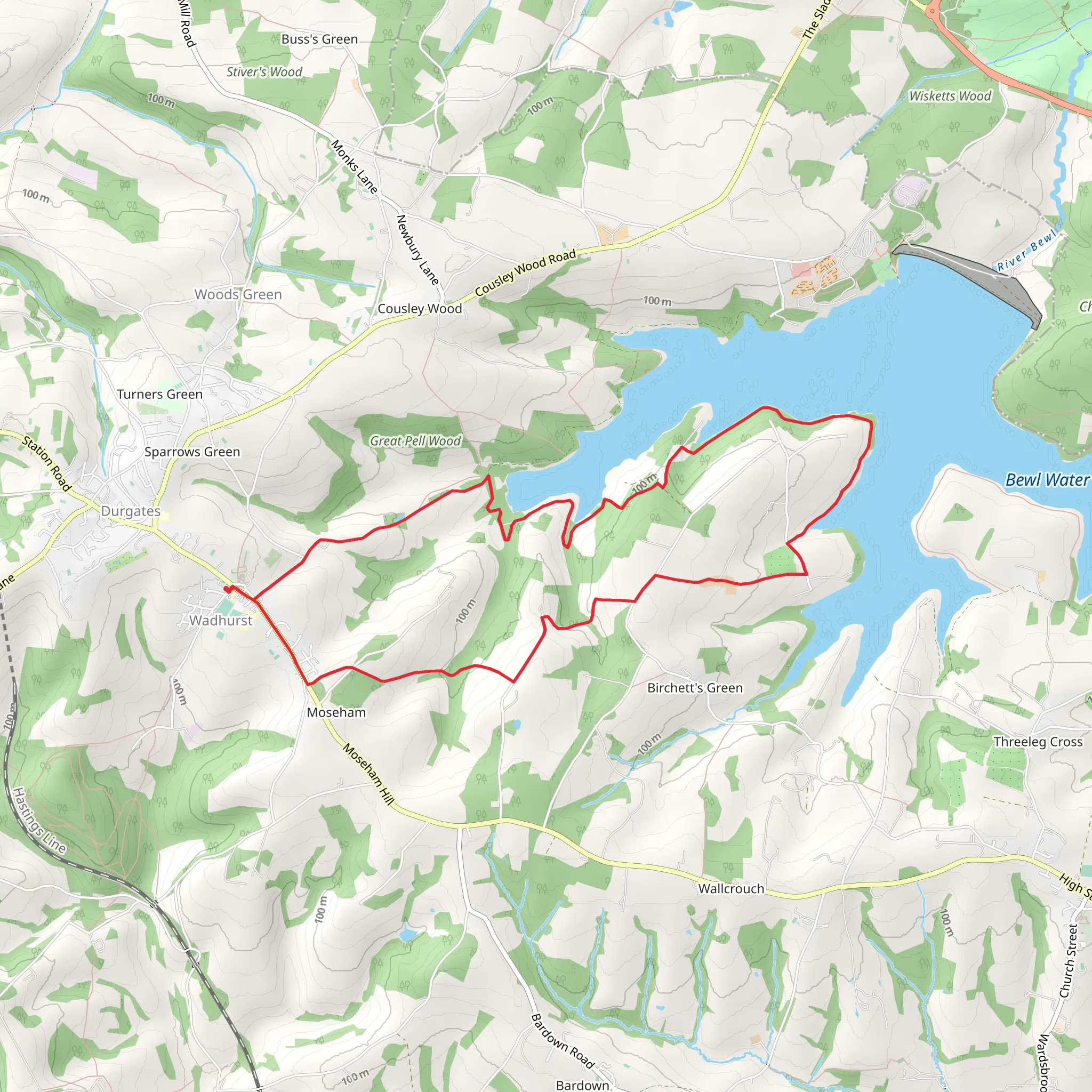 Wadhurst, Marlpit Wood and Moseham Loop mobile static map