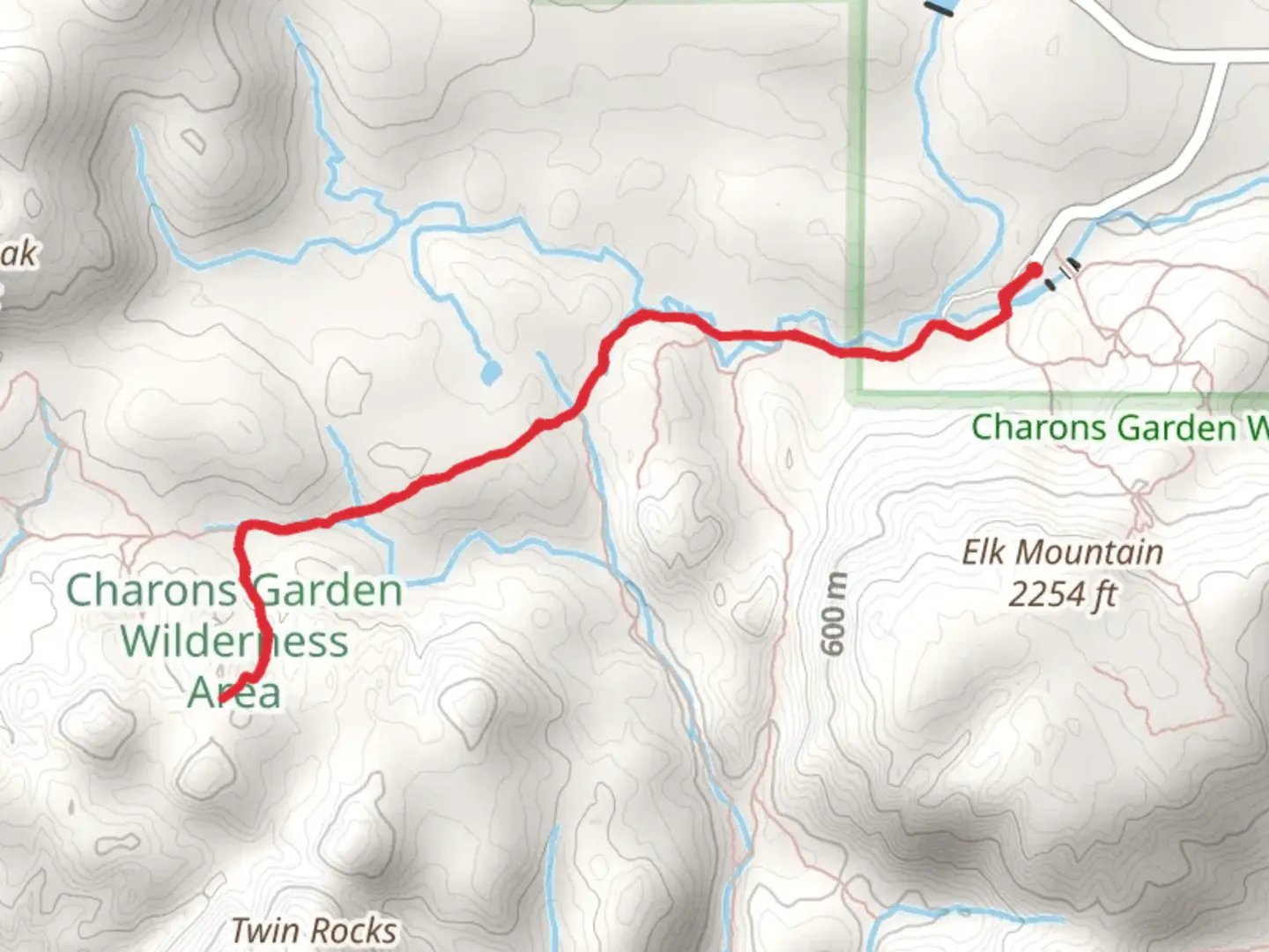 An image depicting the trail Charon's Garden and Crab Eyes Trail and its surrounding area.