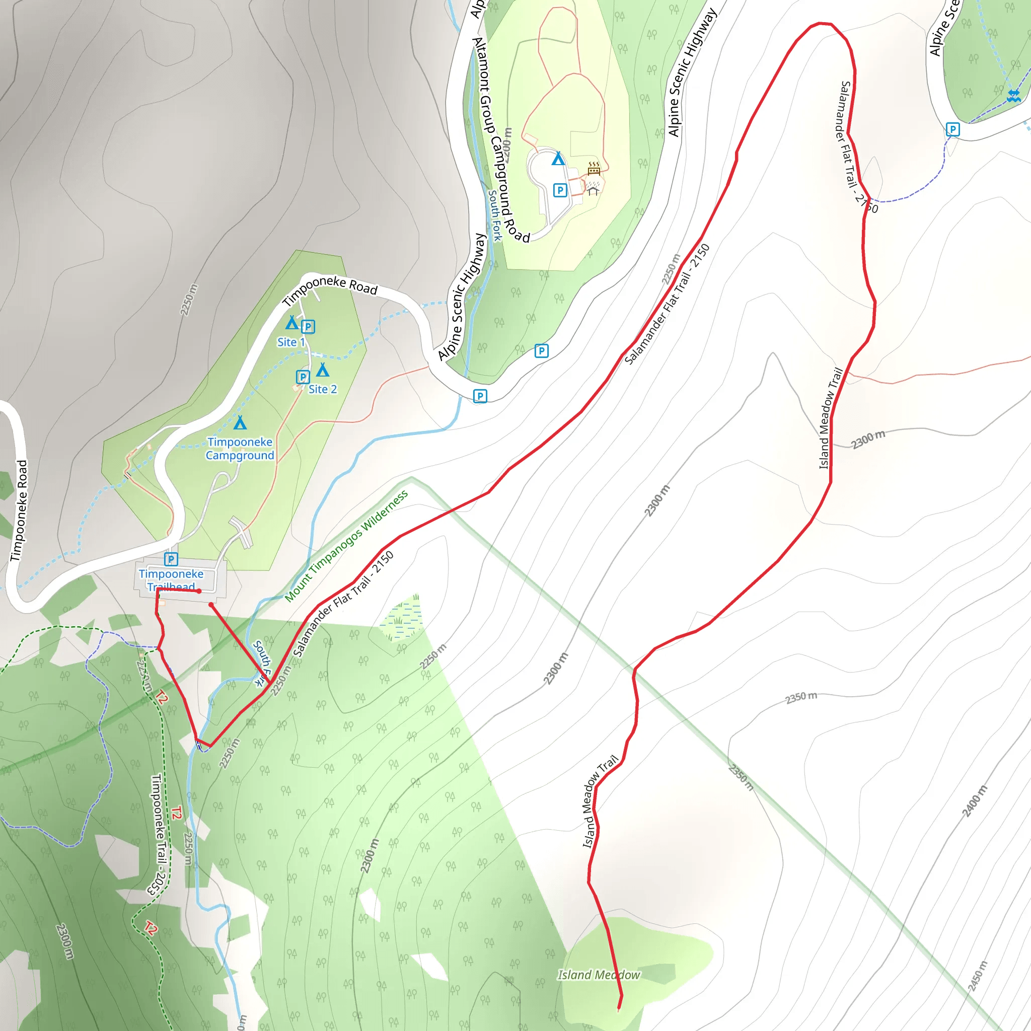 Salamander Flat Trail and Island Meadow Trail mobile static map