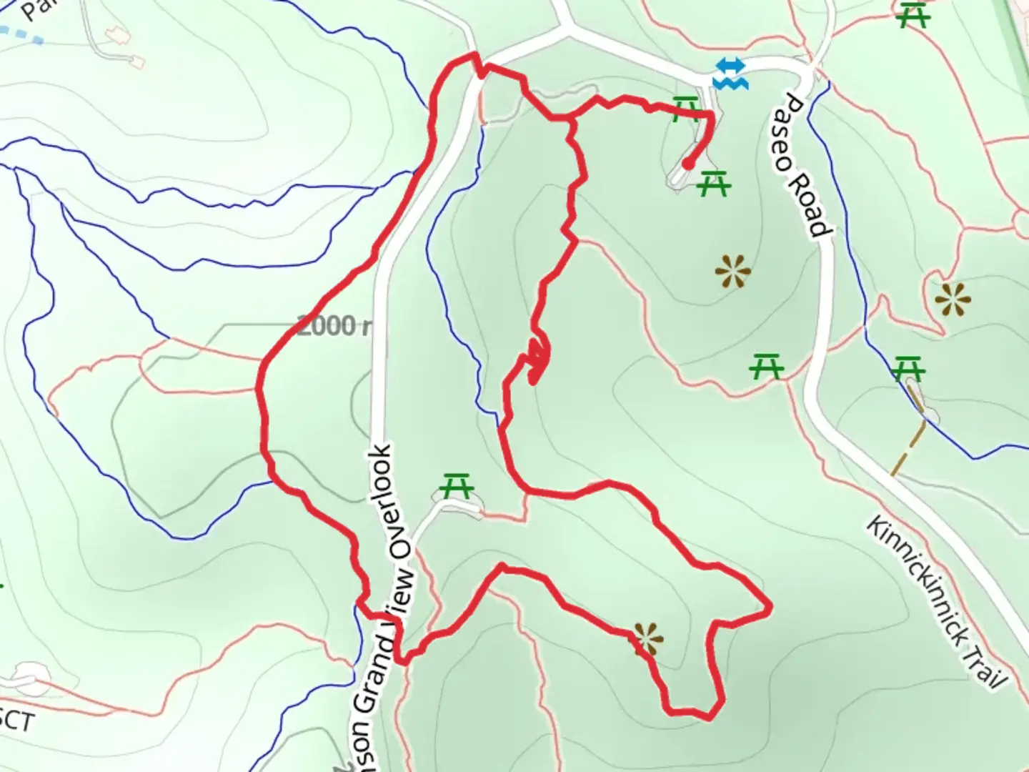 An image depicting the trail Grandview and Kinnickinnick Loop and its surrounding area.