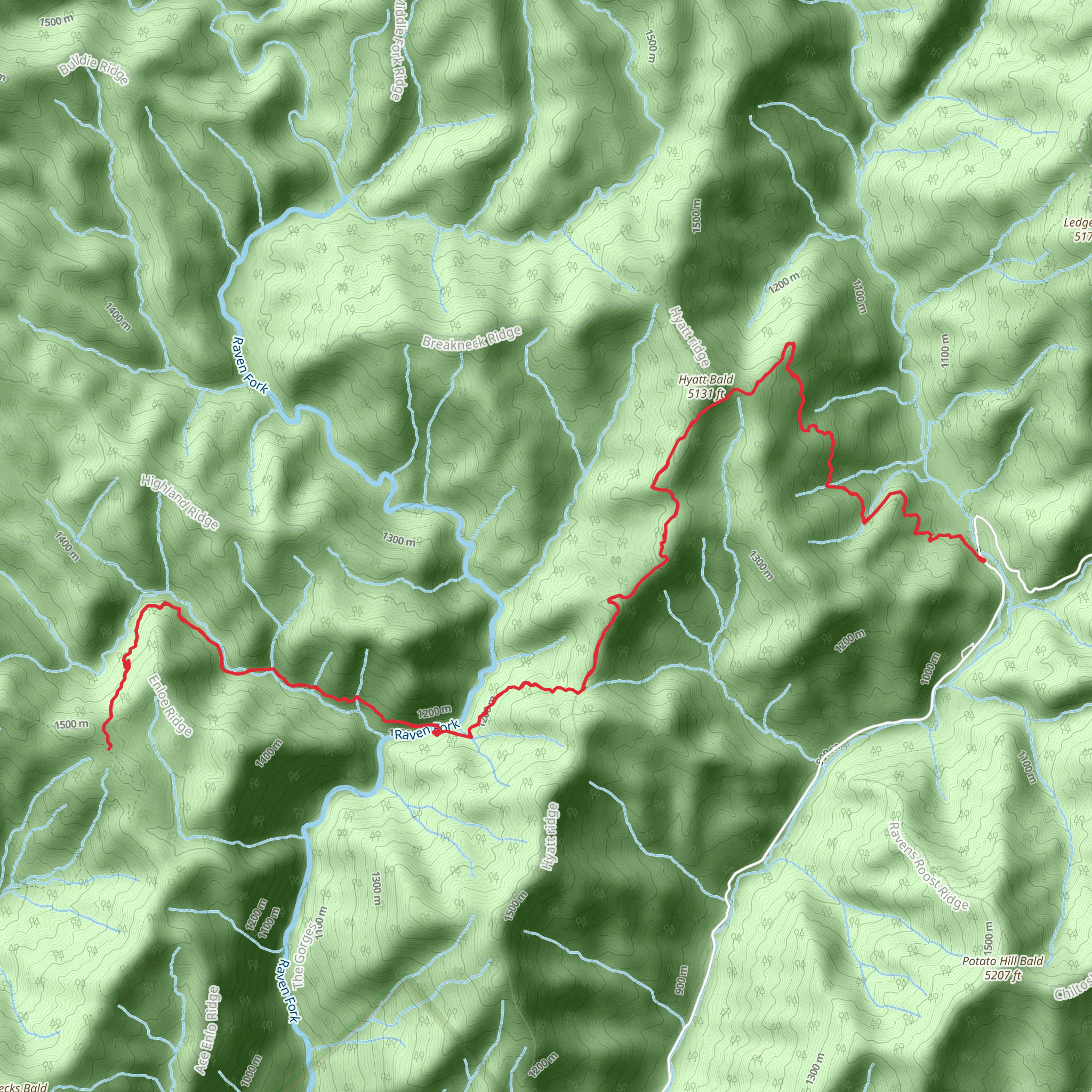Hughes Ridge to Round Bottom Trailhead via BMT mobile static map