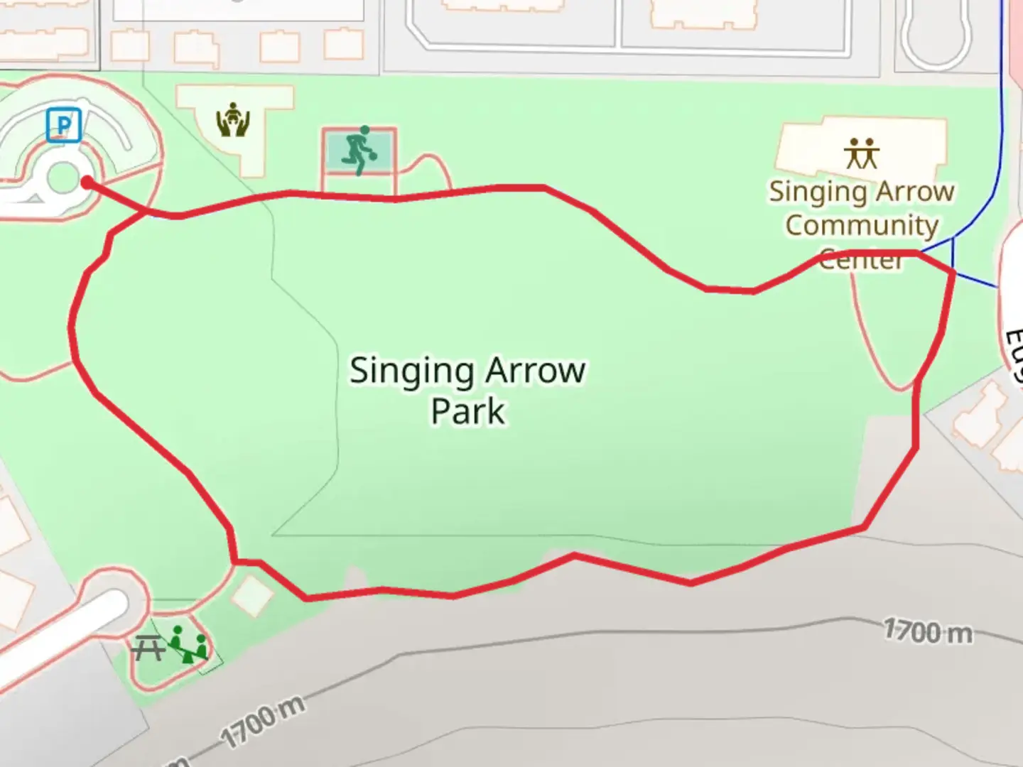 An image depicting the trail Singing Arrow Park Loop and its surrounding area.