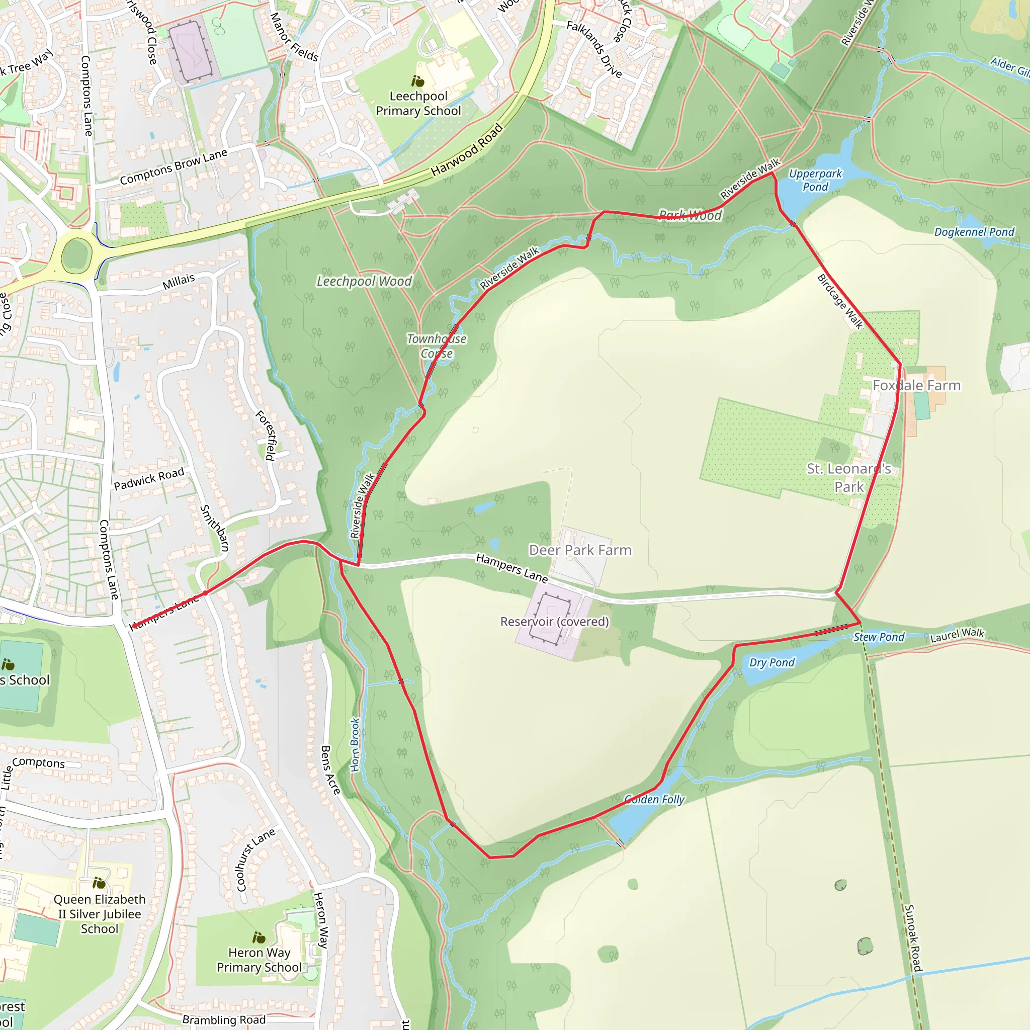 Golden Folly and Upperpark Pond Loop mobile static map
