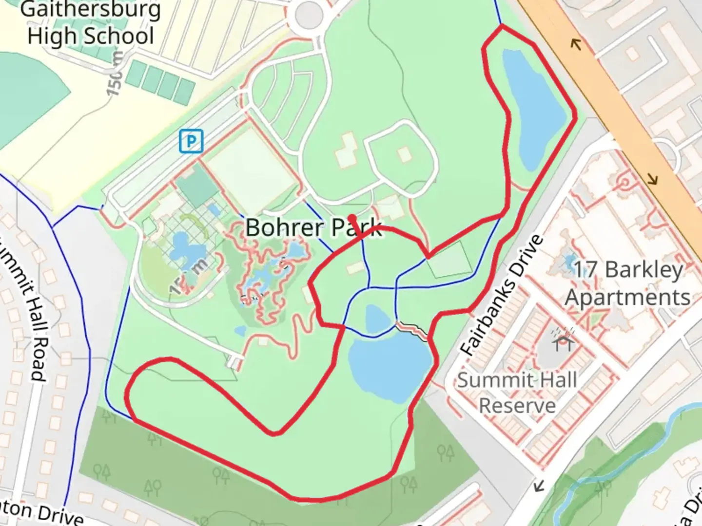 An image depicting the trail Bohrer Park Loop and its surrounding area.