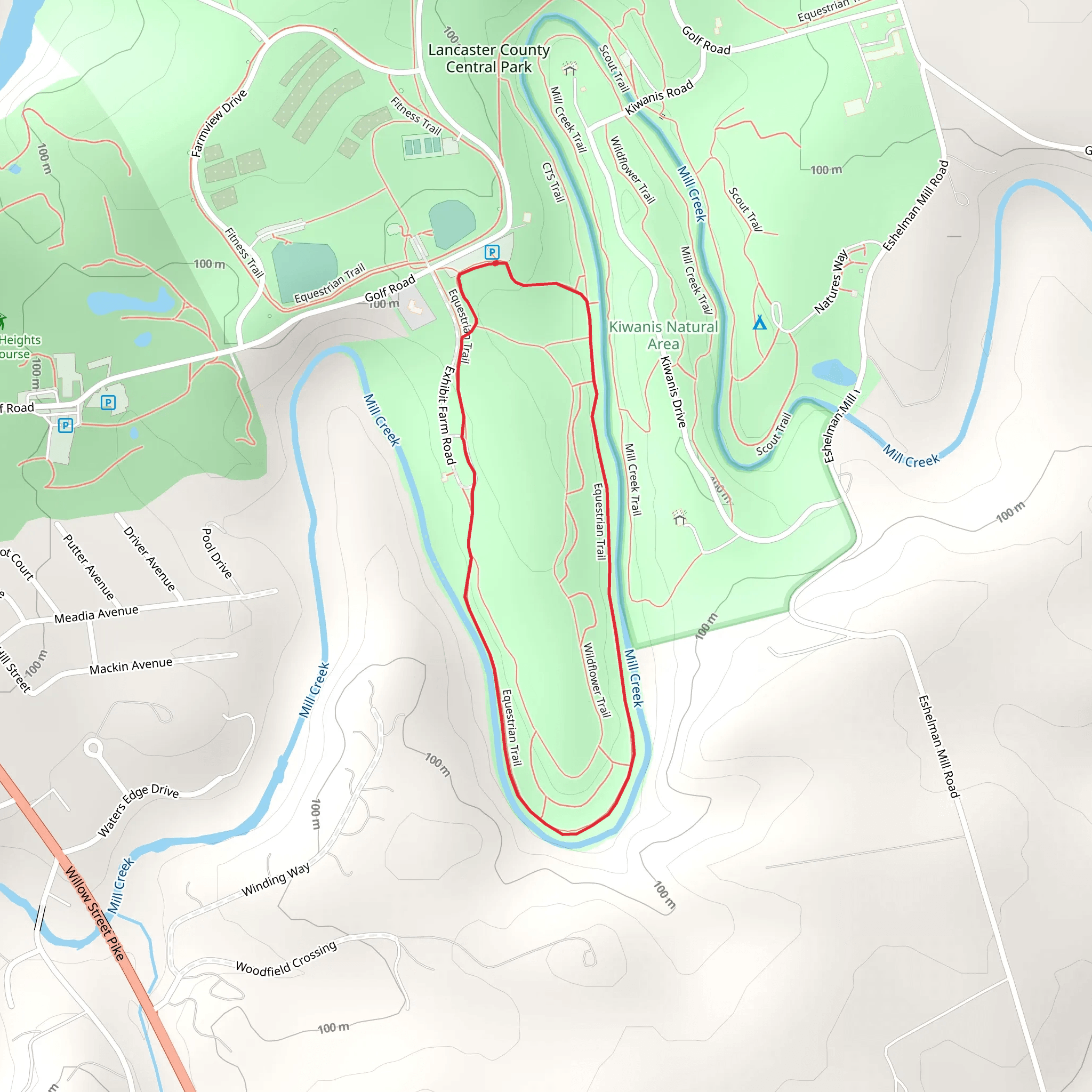 Mill Creek Loop via Conestoga Trail mobile static map