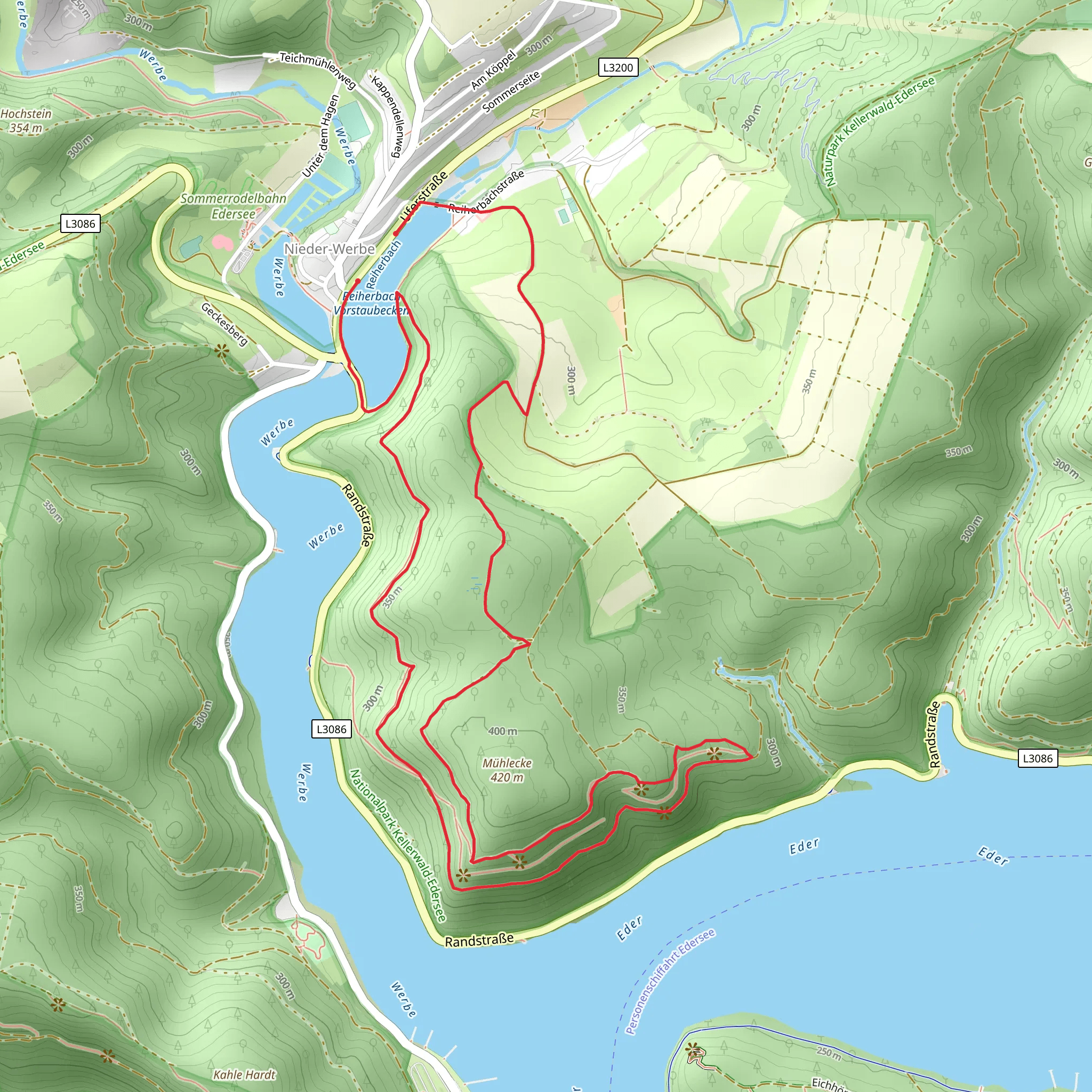 Reiherbach via Urwaldsteig Edersee mobile static map