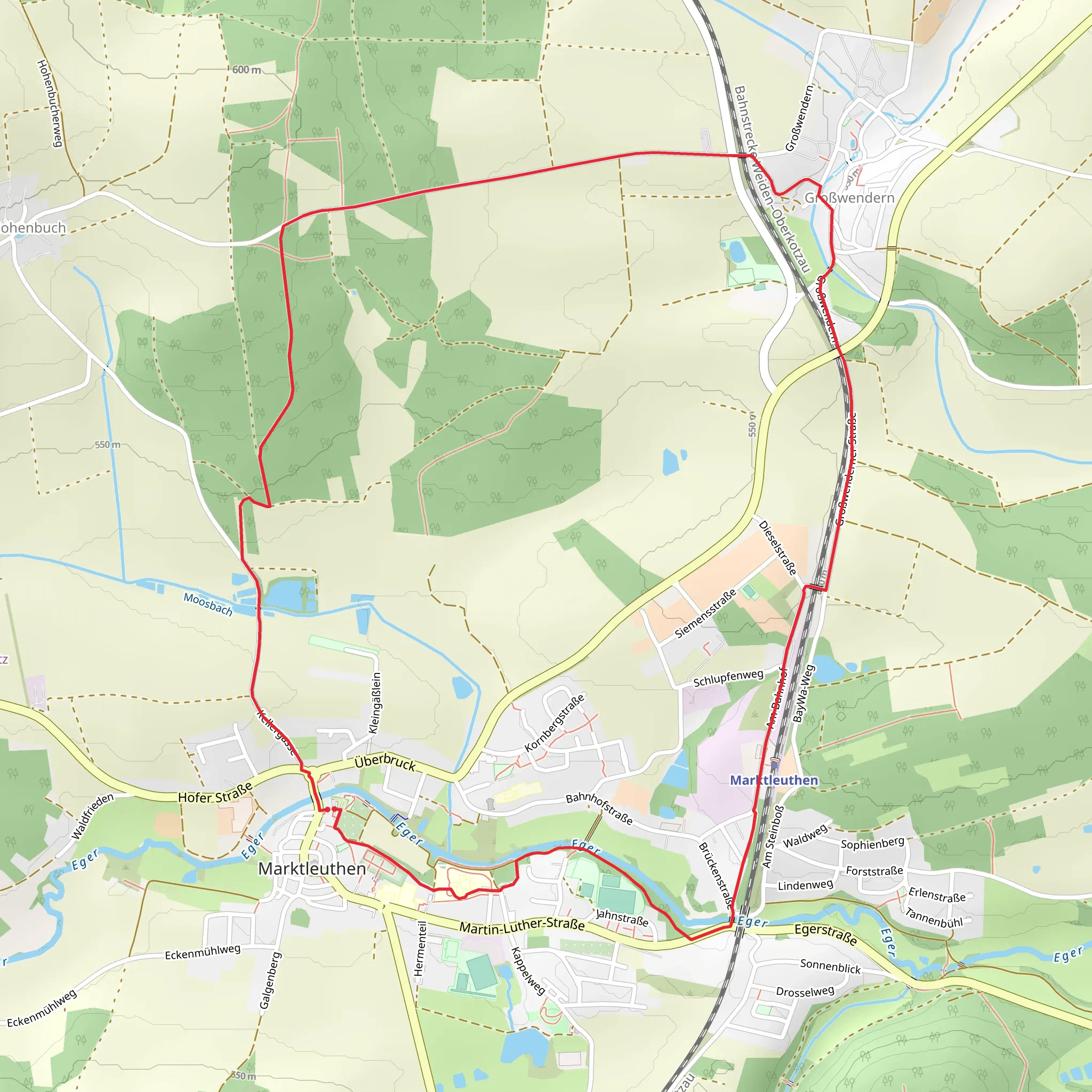 Wanderroute Niederlamitz - Roeslau mobile static map